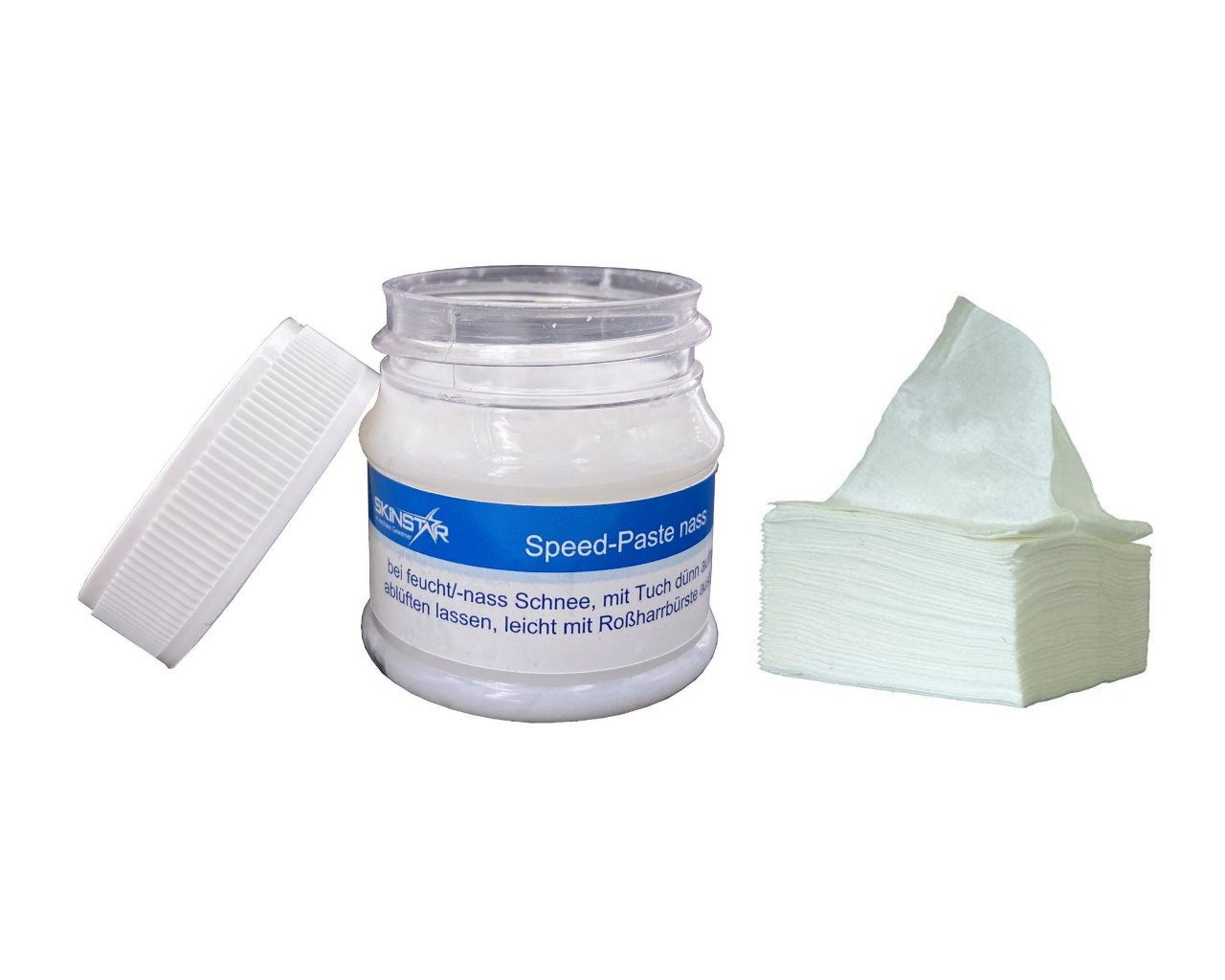 SkinStar Ski SKINSTAR Speed Paste Skiwax Skiwachs Wachs 30g Fleece Poliertuch