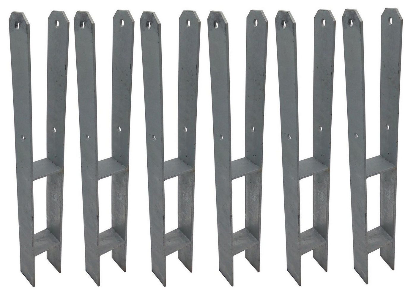 BURI Pfostenträger 6 Stück H-Anker Pfostenträger feuerverzinkt 71 mm x 600 mm H-Träger Pf