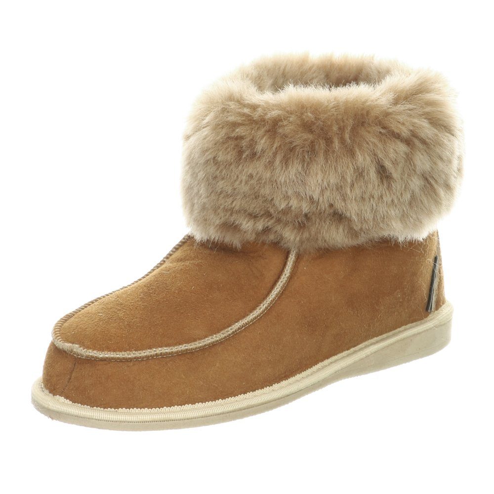 Hollert Zugspitze Cognac Unisex Hausschuh Echtleder gefüttert Hüttenschuhe