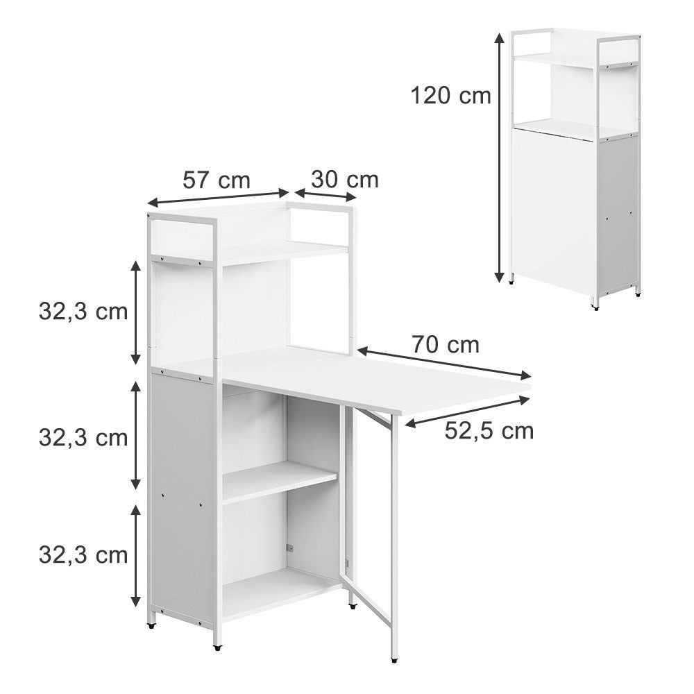 Vicco Esstisch Savio, Weiß, 57 x 30 cm mit klappbarer Tischplatte günstig online kaufen