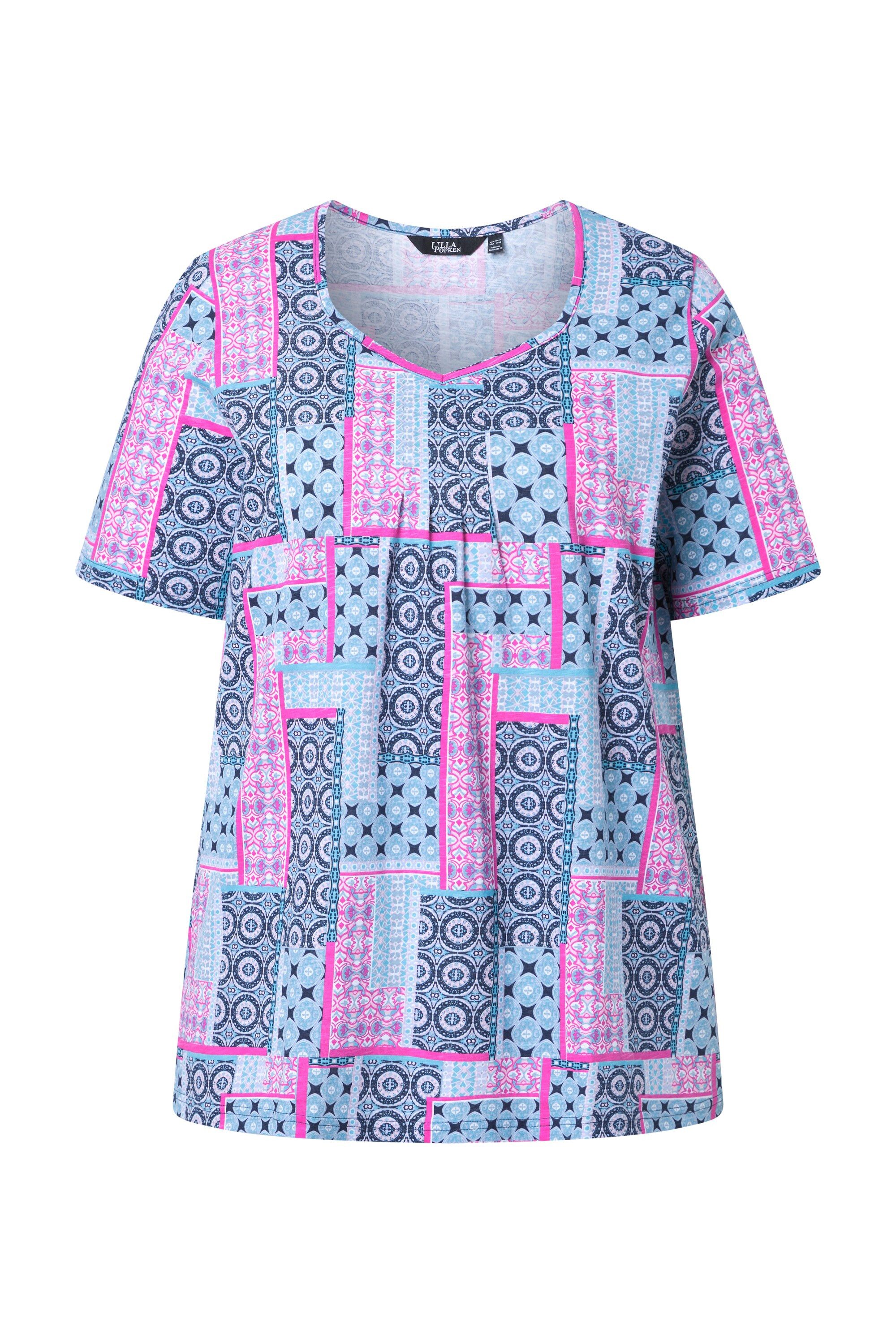 T-Shirt T-Shirt Zierfalten A-Linie Herzausschnitt Halbarm