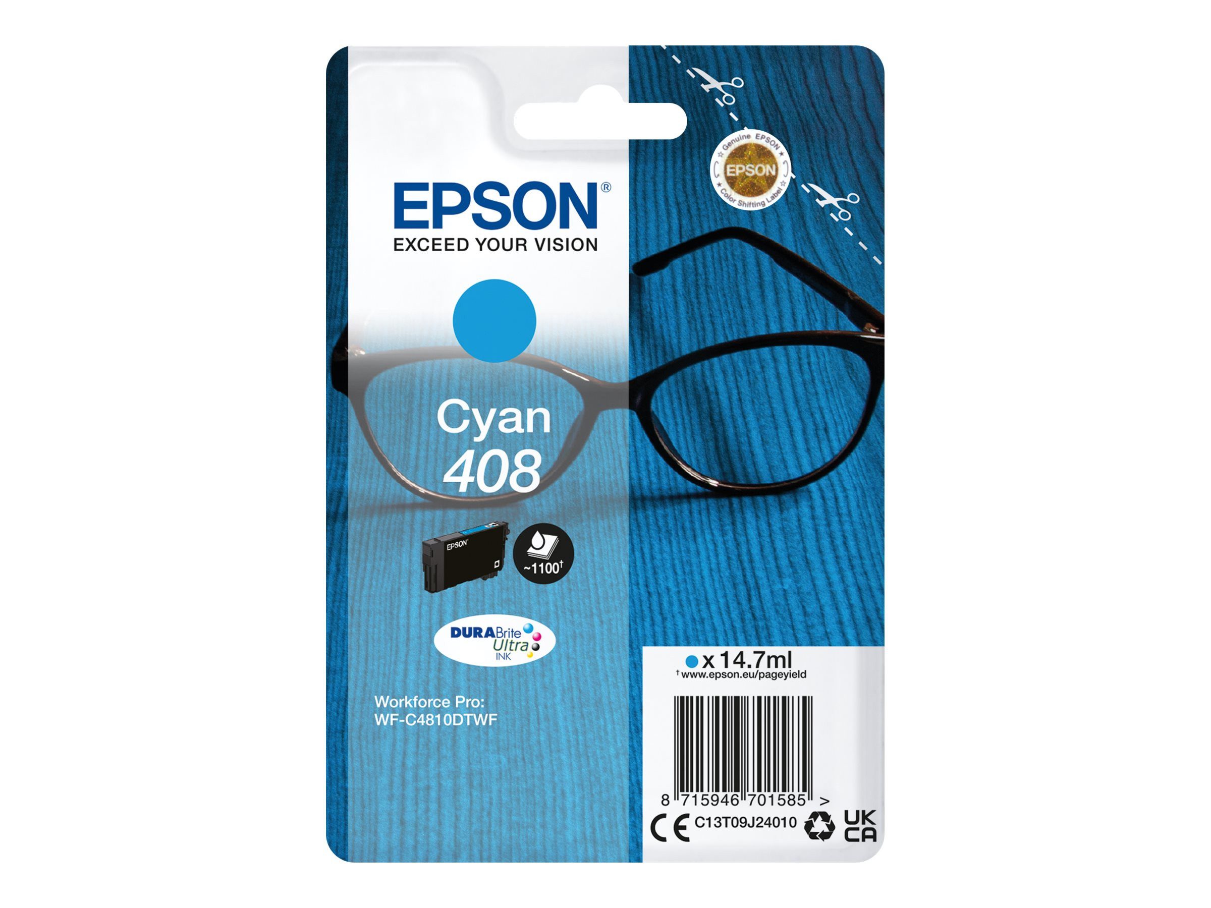 Epson EPSON Ink/Singlepack Cyan 408 DURABrite Ultra Tintenpatrone