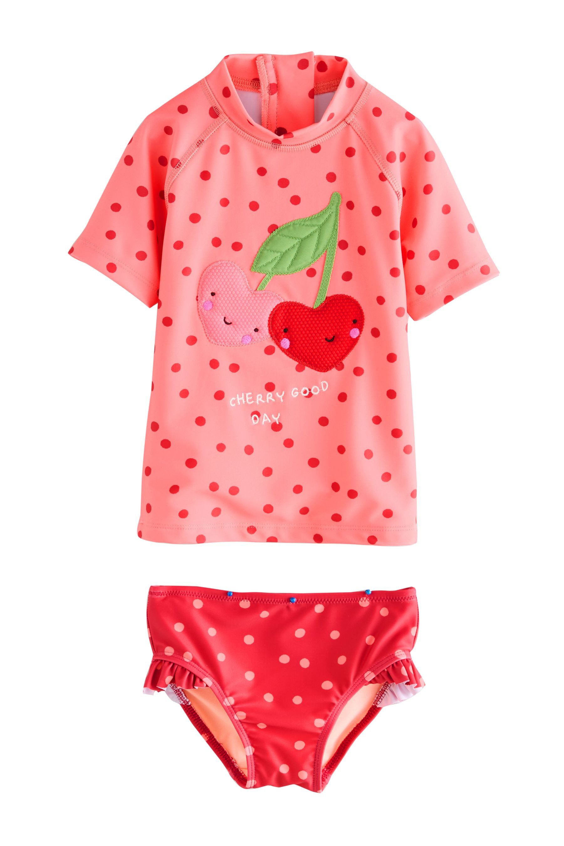Next Badeanzug Kurzärmeliges Sonnenschutz-Set mit Rüschen (2-St)