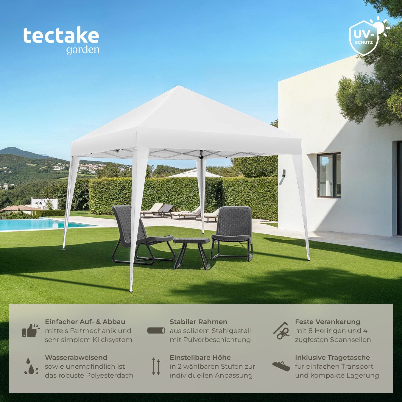 tectake Pavillon Linosa, mit 0 Seitenteilen, günstig online kaufen