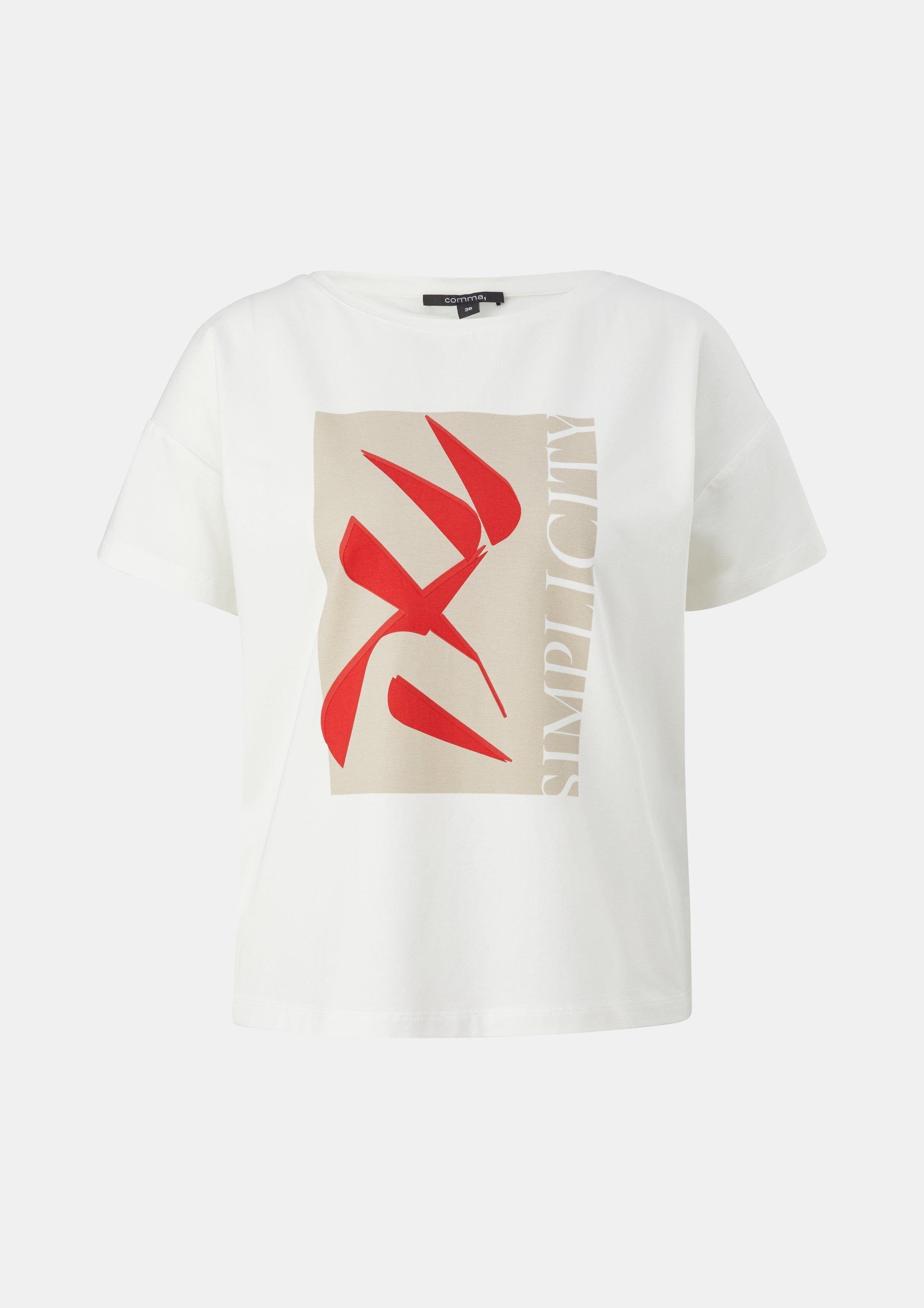 mit Comma Frontprint T-Shirt Shirttop