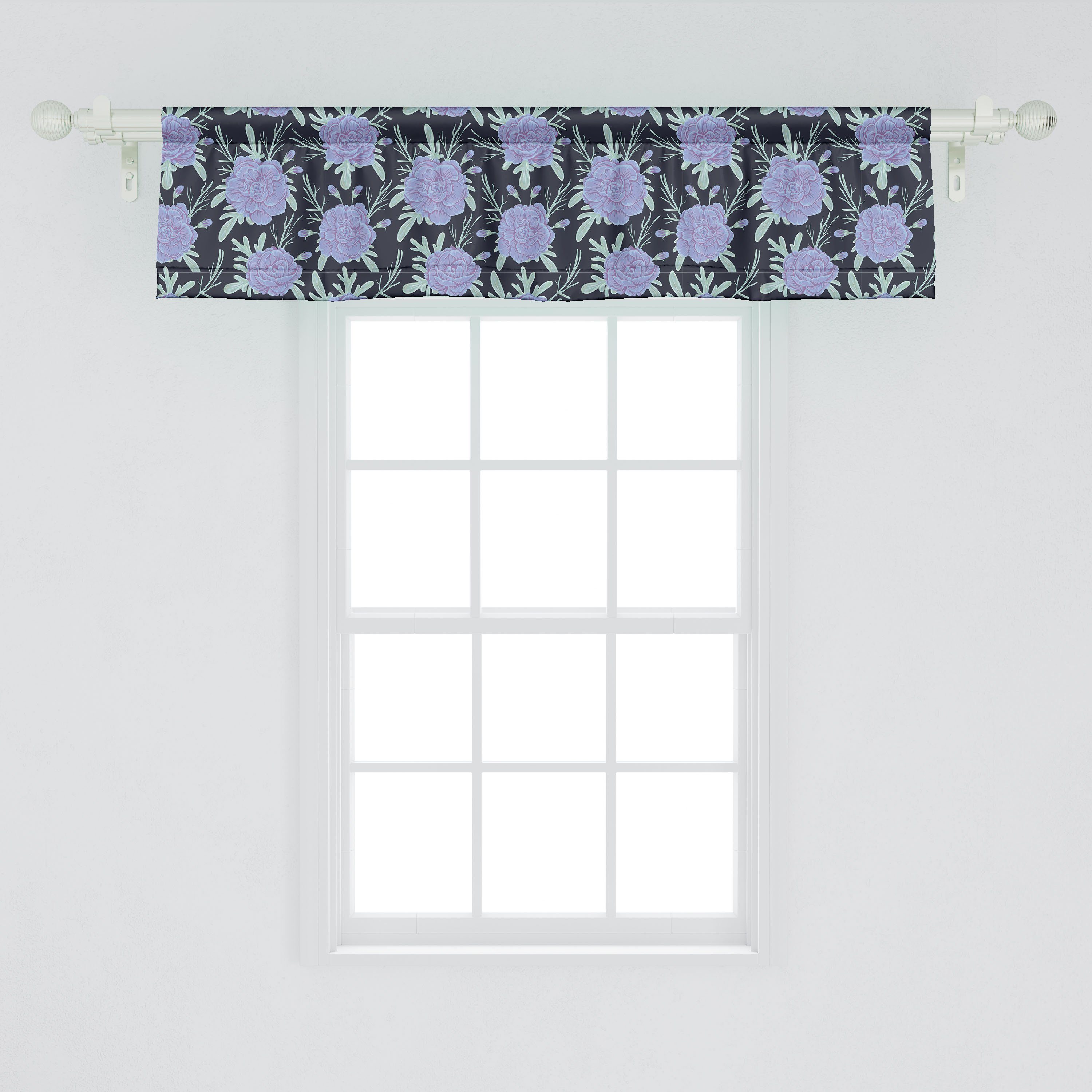 Küche Schlafzimmer Stangentasche, Dekor mit Grafik Microfaser, Vorhang für Geranien Blumen Abakuhaus, Volant Scheibengardine