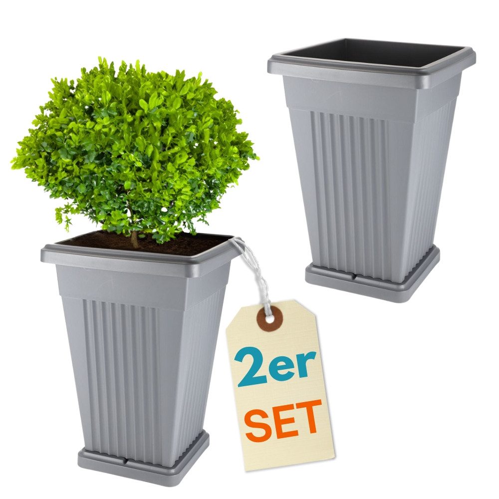 GarPet Pflanzkübel 2er Set Pflanz Kübel Pyramide Groß Außen Blumen Unterset günstig online kaufen