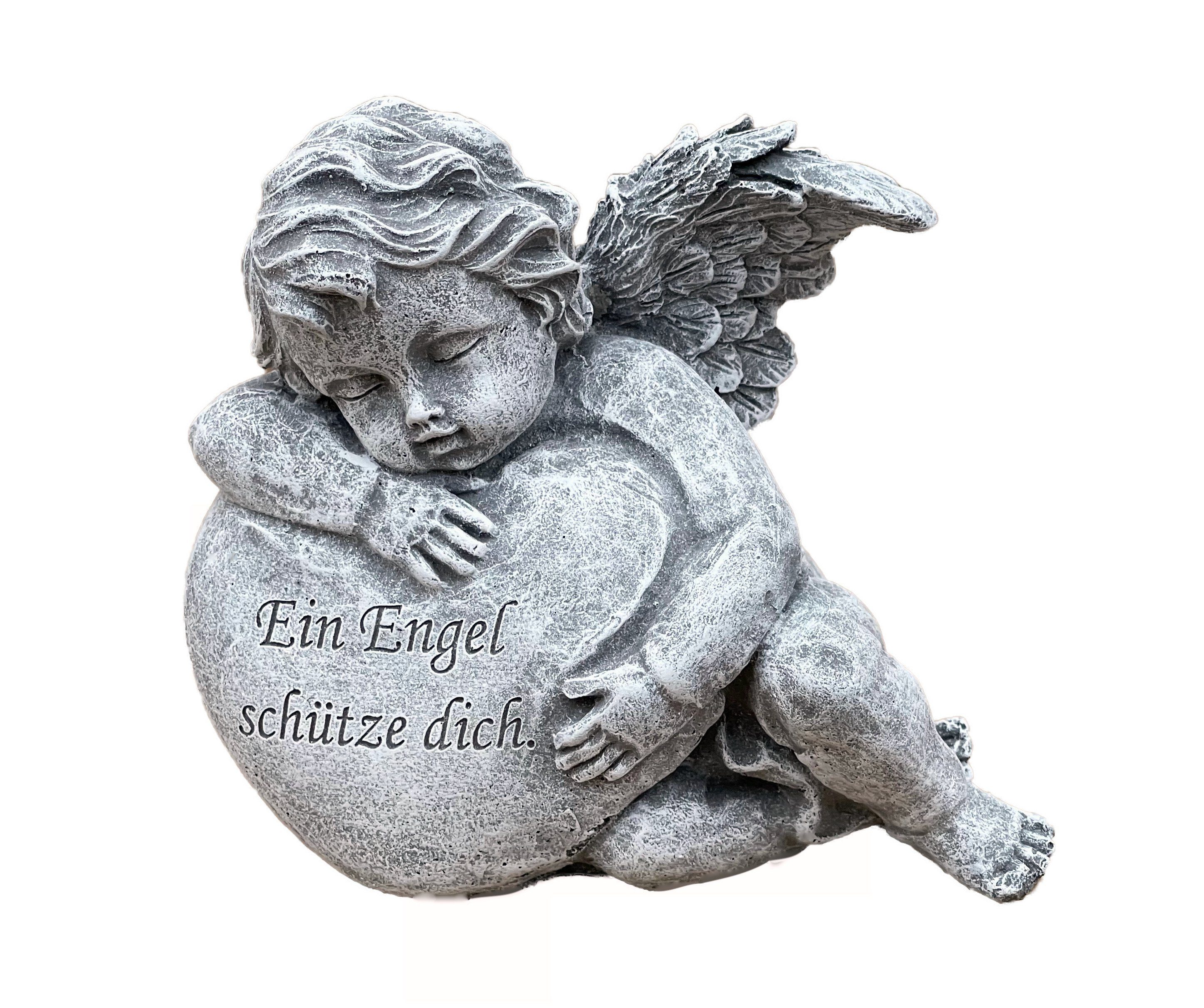 Stone and Style Engelfigur Frostfeste Steinfigur Engel am Herz "Ein Engel schütze Dich"