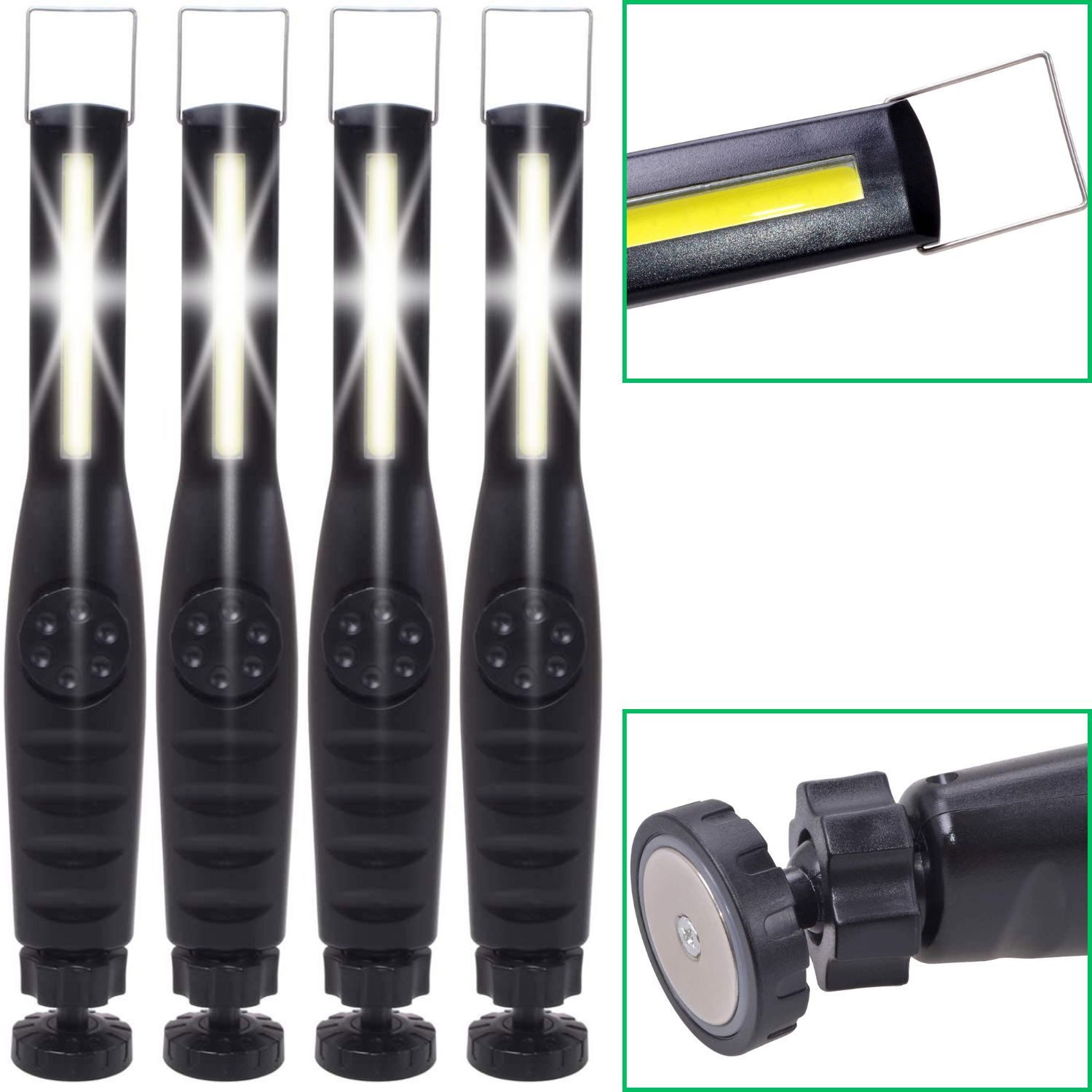 Diedrich Filmer GmbH LED Arbeitsleuchte 4x COB LED Arbeitsleuchte Batteriebetrieben, LED, KFZ Werkstatt-Leuchte Hand-Lampe Inspektion Leuchte Handlampe