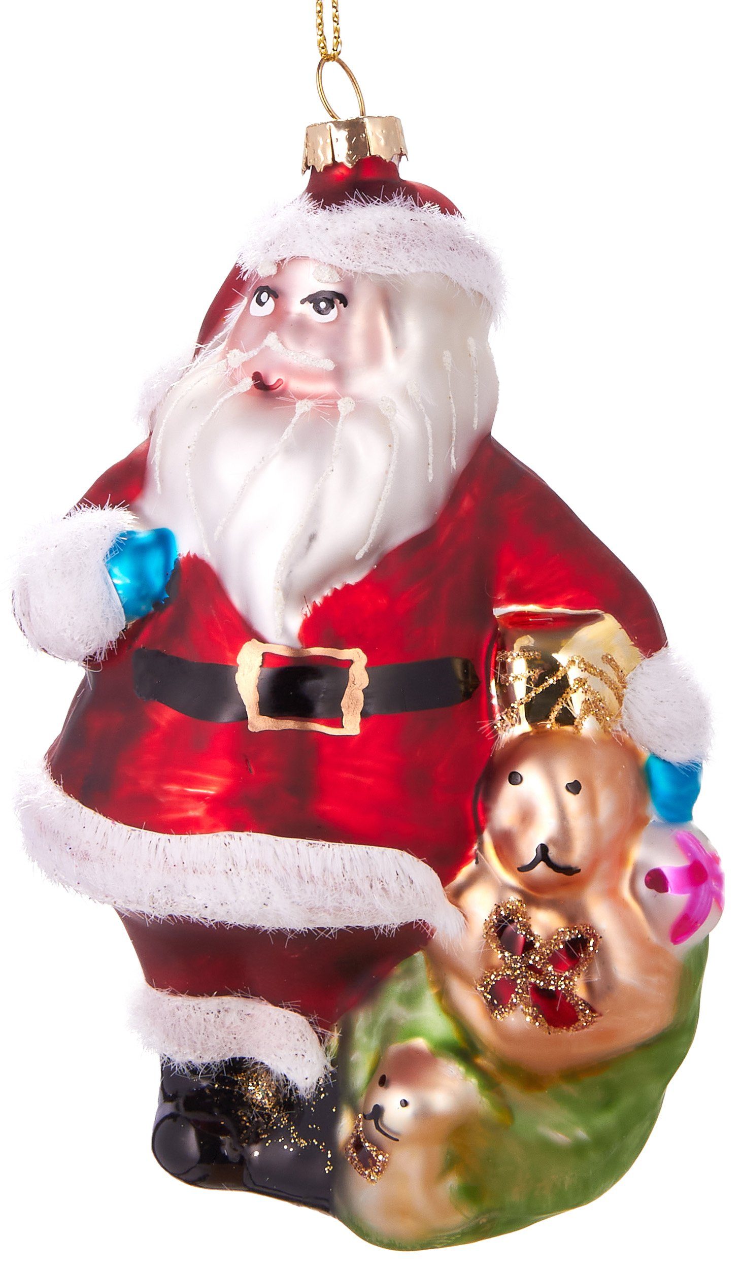 BRUBAKER Christbaumschmuck Weihnachtskugel Weihnachtsmann Glas, Geschenken, aus - mit 12.5 mundgeblasene Weihnachtsdekoration handbemalt cm