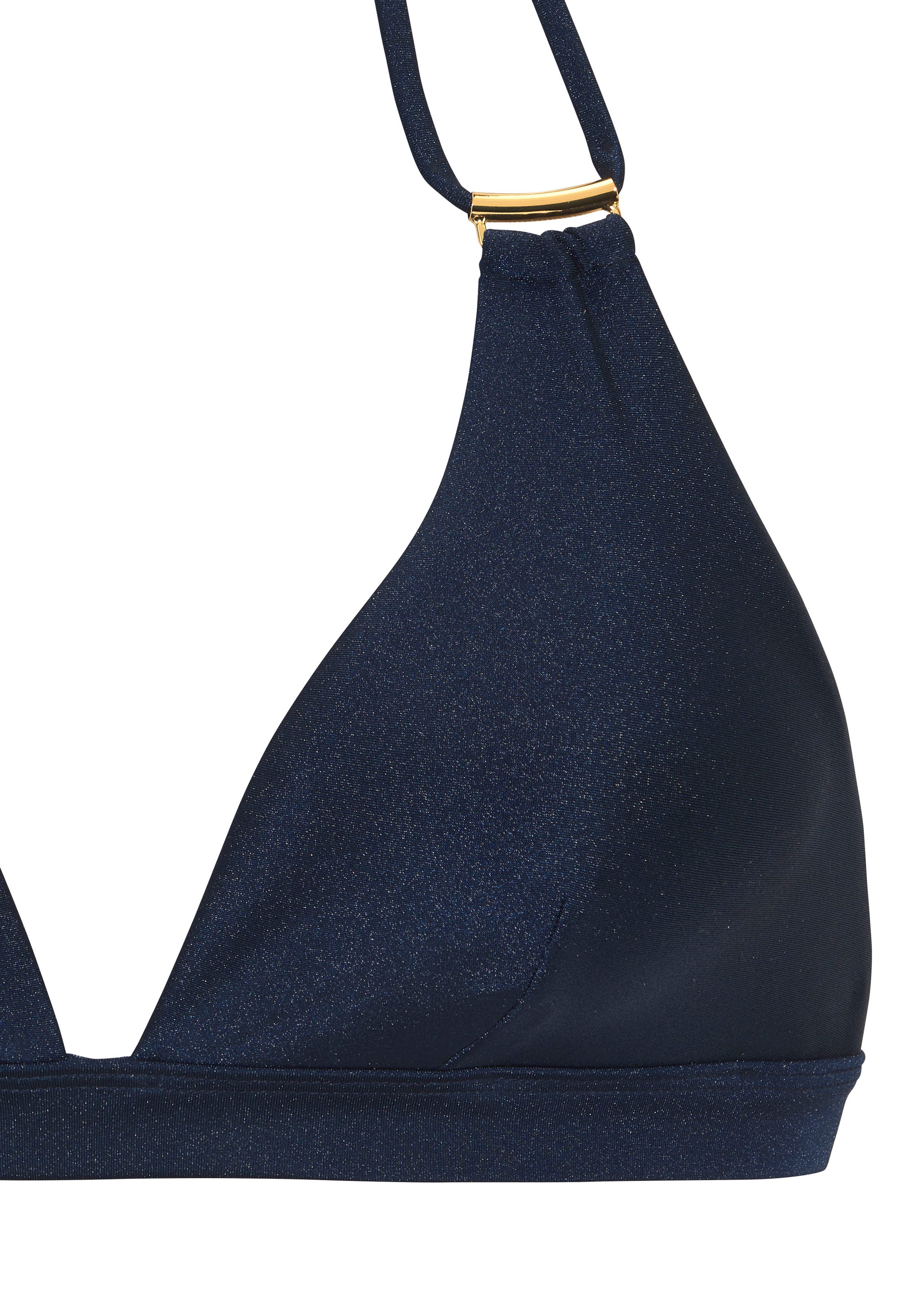 JETTE Triangel-Bikini Giulia mit goldfarbener Glanzbeschichtung und Accessoires