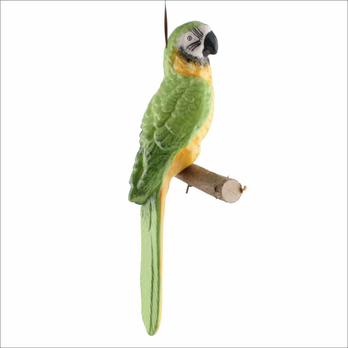 Tangoo grün-gelbem Keramik Gartenfigur Gefieder Tangoo Hängen, (Stück) zum Papagei mit