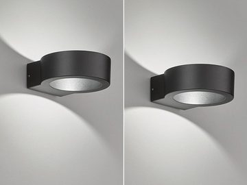 FISCHER & HONSEL LED Außen-Wandleuchte, IP 54, LED fest integriert, Warmweiß, 2er SET Außenlicht Fassaden-Lampen für Beleuchtung Hauswand & Haustür