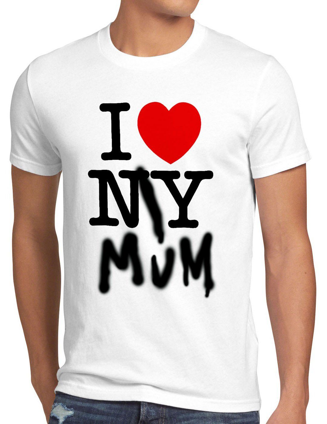 style3 Print-Shirt herz Mum weiß My usa ny I T-Shirt york Herren Love amerika new muttertag