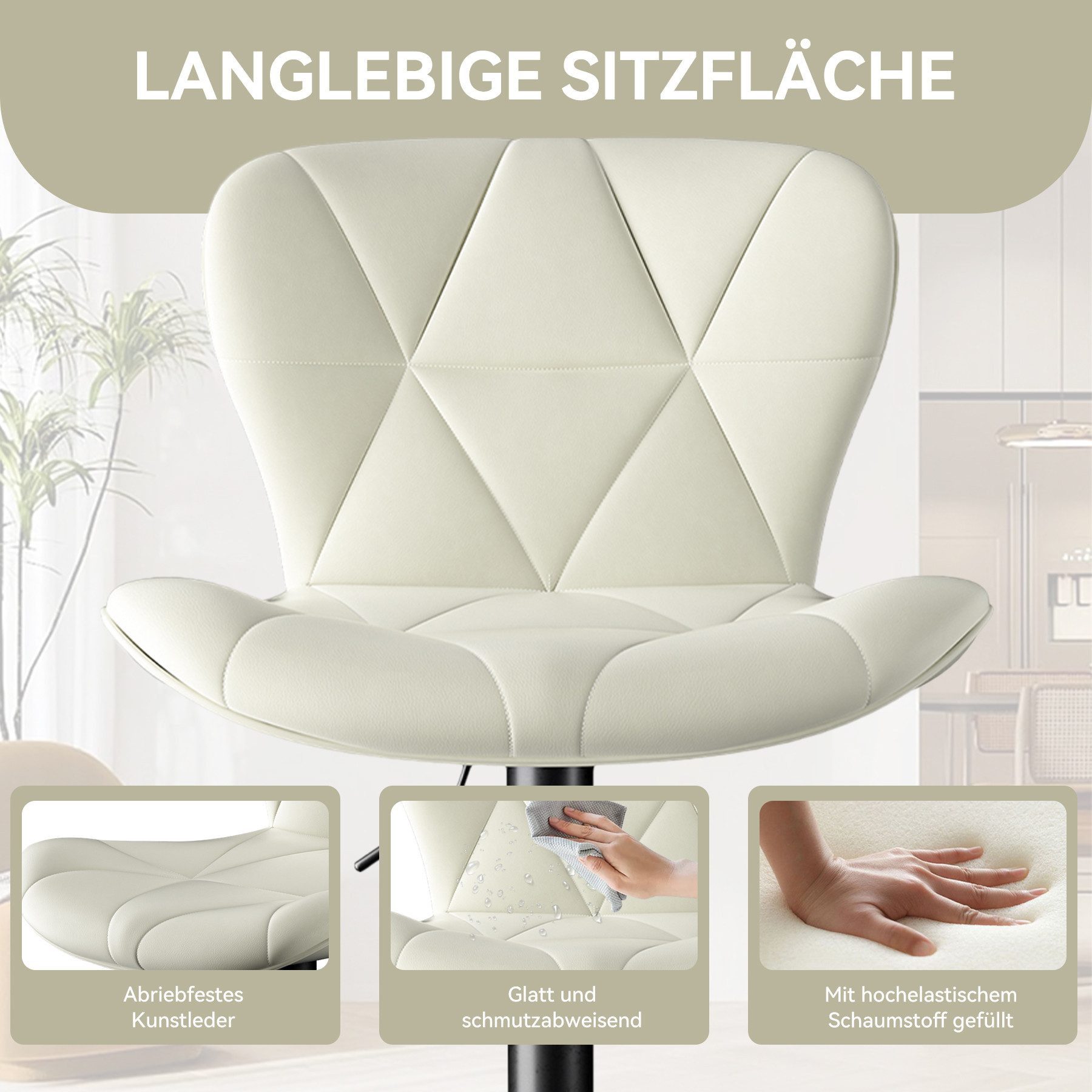 HawthyHome Barhocker Barstuhl, Höhenverstellbar mit Rückenlehne, 360° Drehbar (2 St., 2er Set)