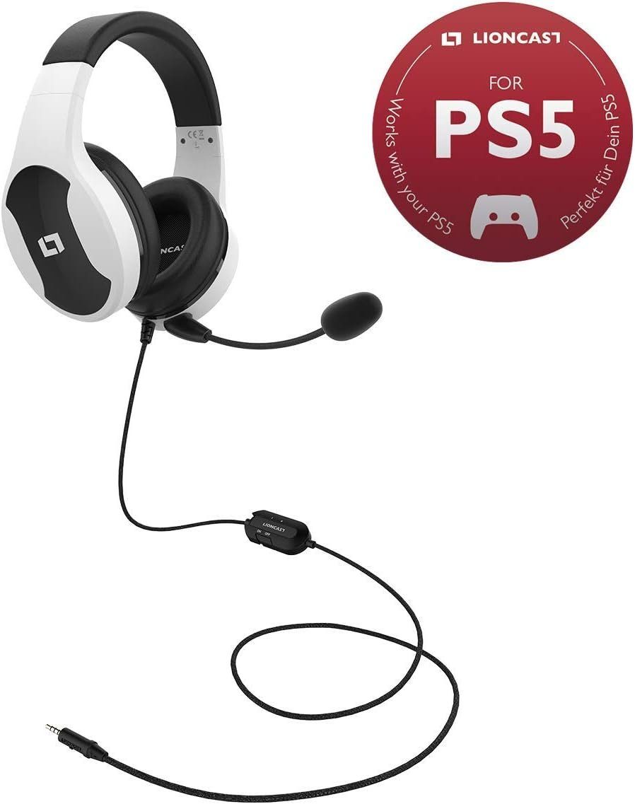 Lioncast lx20 Gaming-Headset - Mikrofon leicht Headset mit Headset Geschlossene Ear) Weiss (Kopfhörer Stereo-Sound, Over Gaming mit