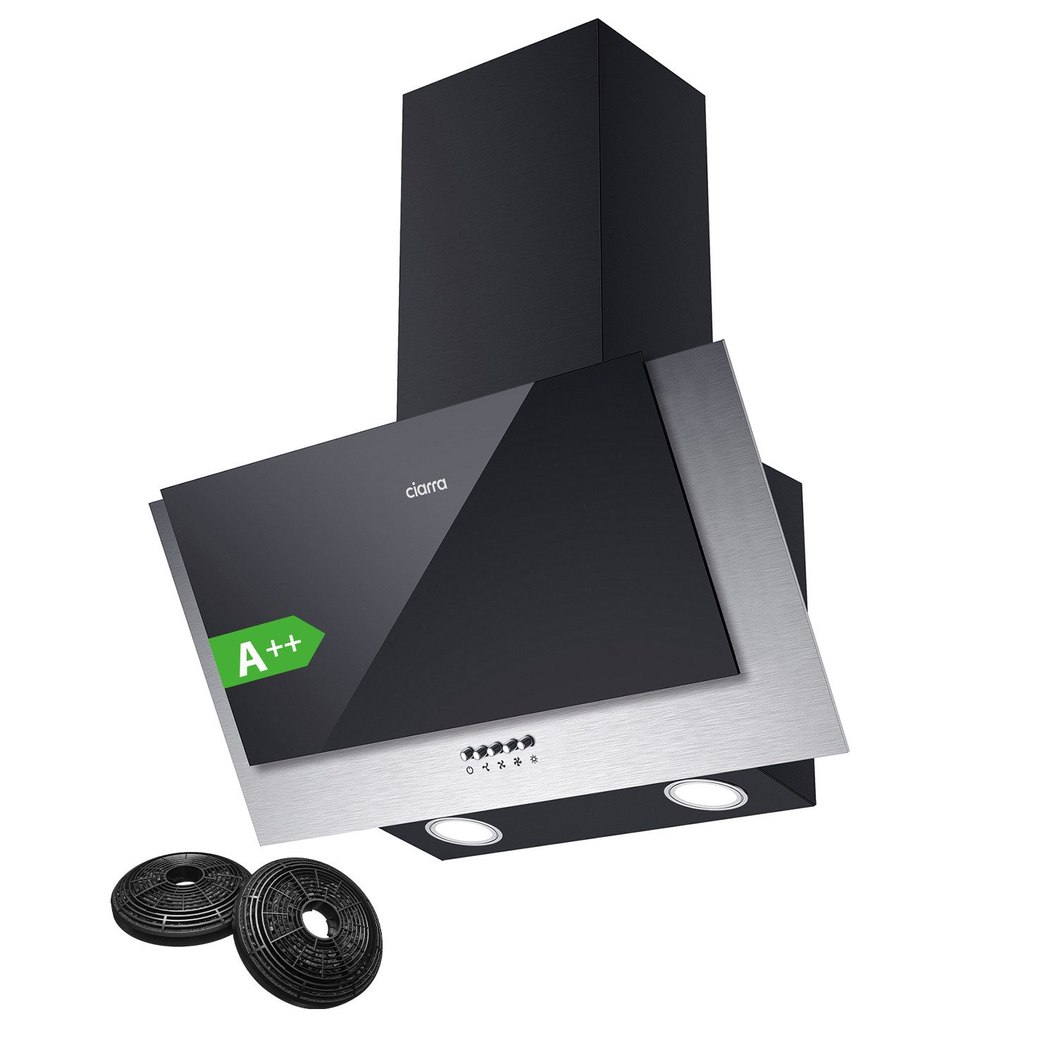 CIARRA Kopffreihaube CBCB6736C CBCB6736C, A++ Dunstabzugshaube 60cm Kopffreie Schräghaube 350m³/h Abzugshaube