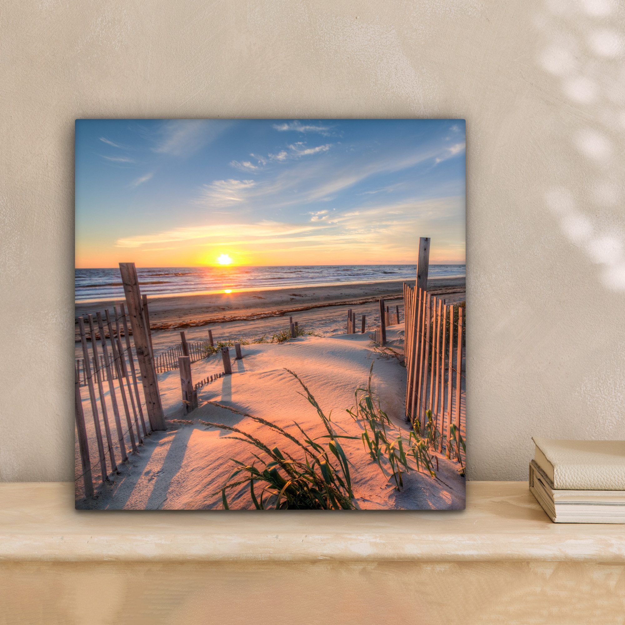 OneMillionCanvasses® Leinwandbild Strand - Meer - Düne - Sonnenuntergang - günstig online kaufen