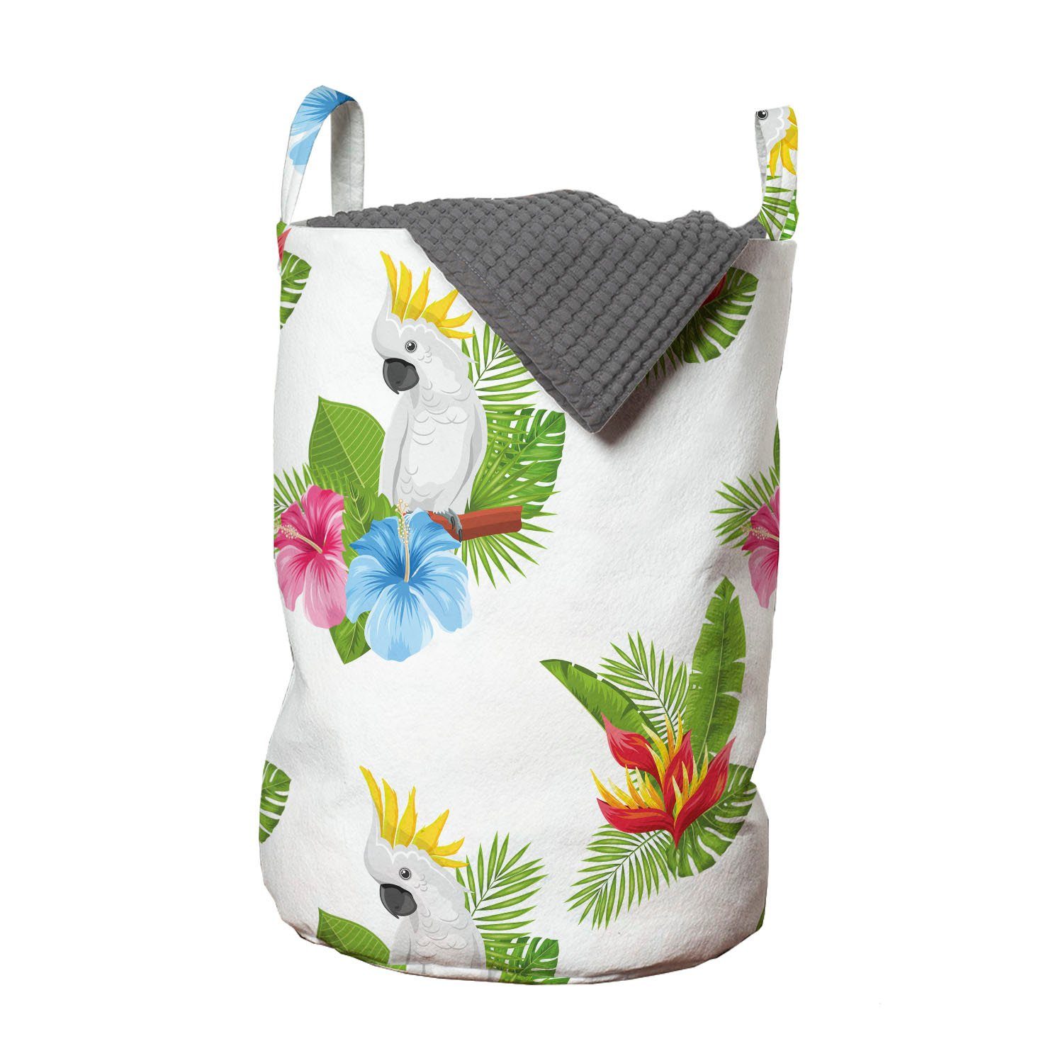Abakuhaus Wäschesäckchen Wäschekorb mit Griffen für Cockatoo Kordelzugverschluss und Luau Petals Waschsalons, Tropical