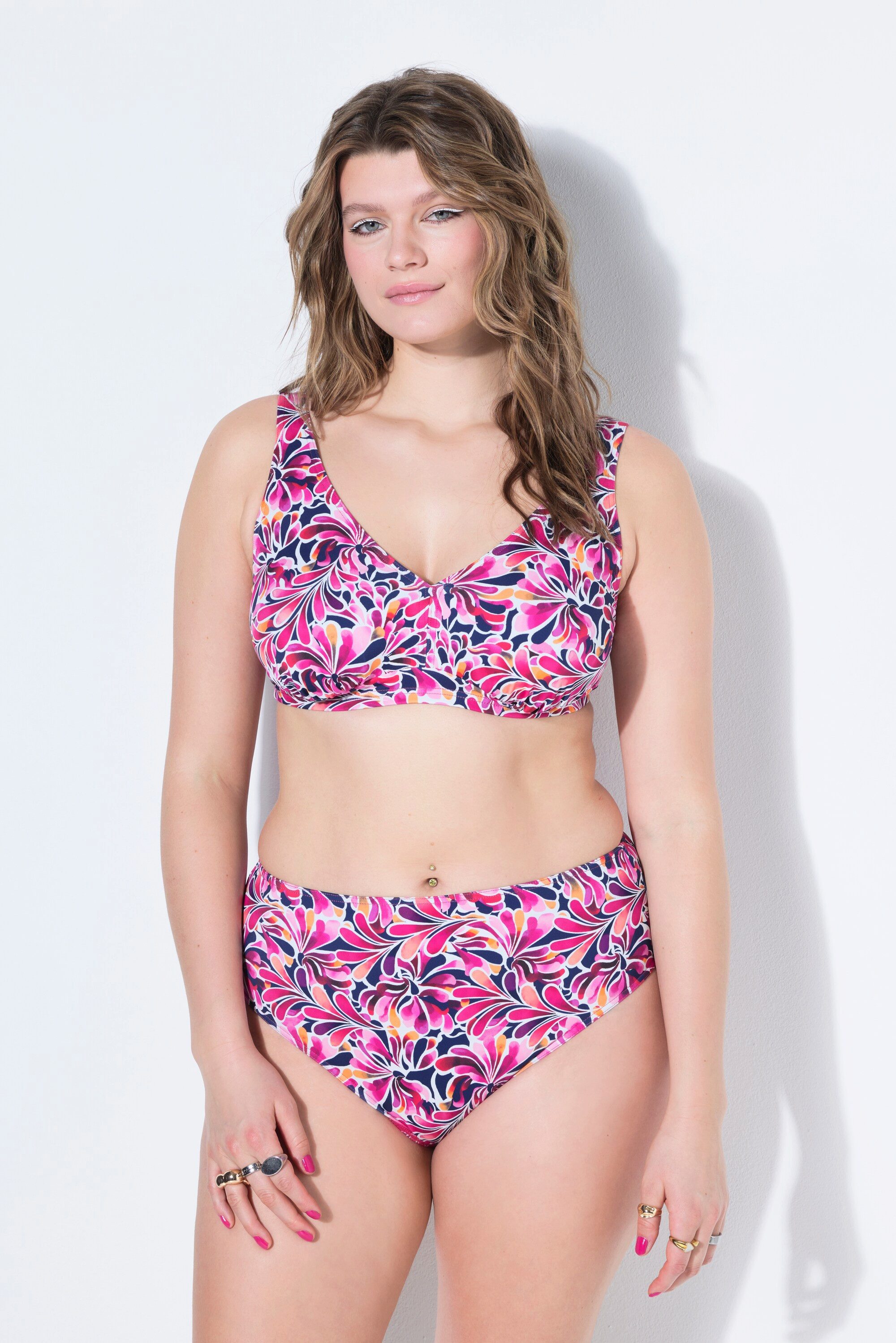 Studio Untold Soft-BH Bikini-Top Softcups Flowers. V-Ausschnitt