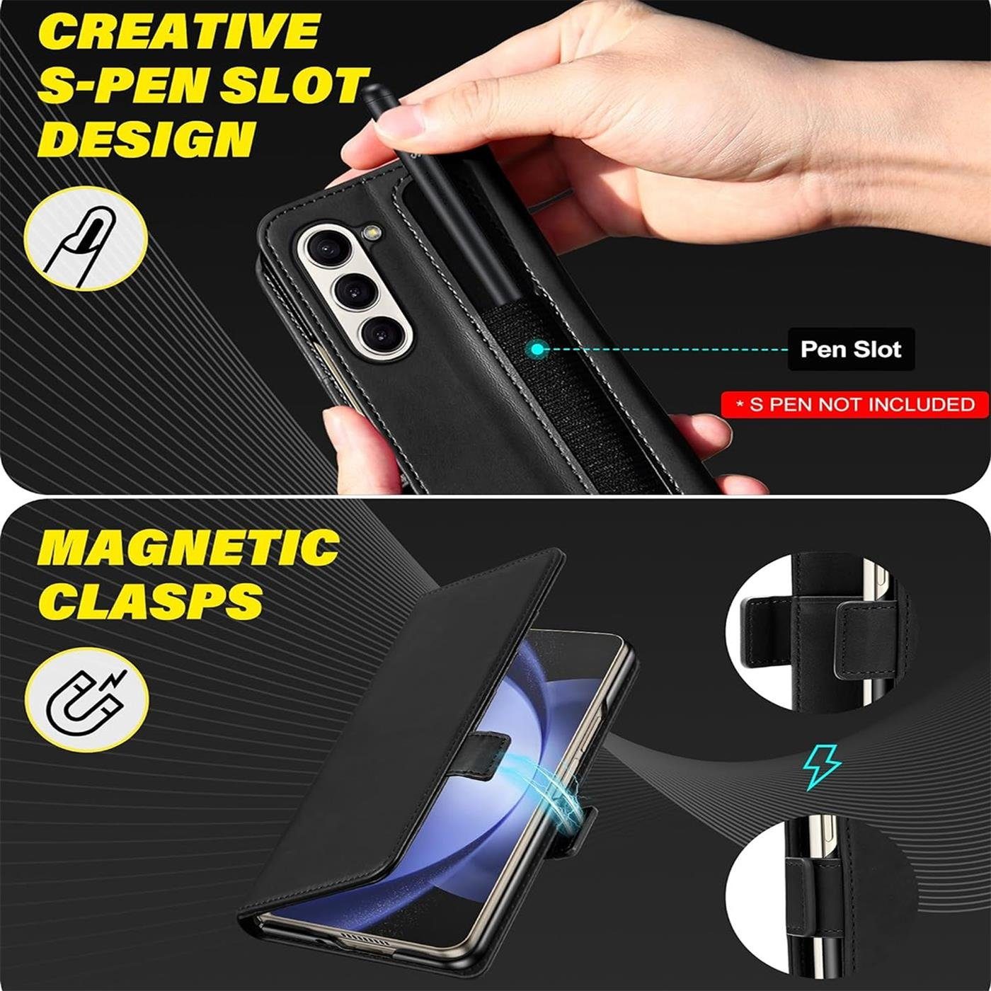 CoolGadget Handyhülle Wallet Klapptasche Cover Case für Samsung Galaxy Z FOLD 5 7,6 Zoll, Handy Tasche mit RFID Schutz Kartenfach Book Schutzhülle – Bild 5 von 5