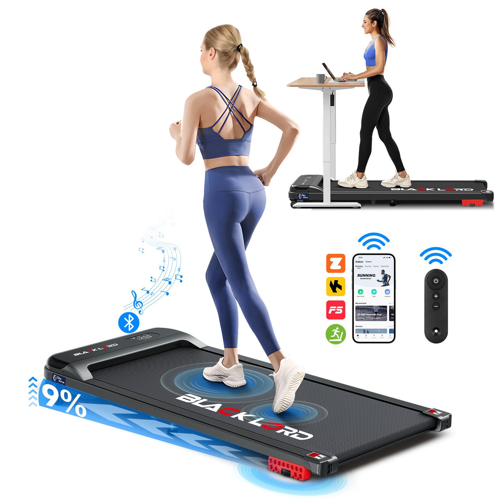 Laufband mit 9 % Steigung,10 km/h,3,2 PS,leises, ideal für Homeoffice