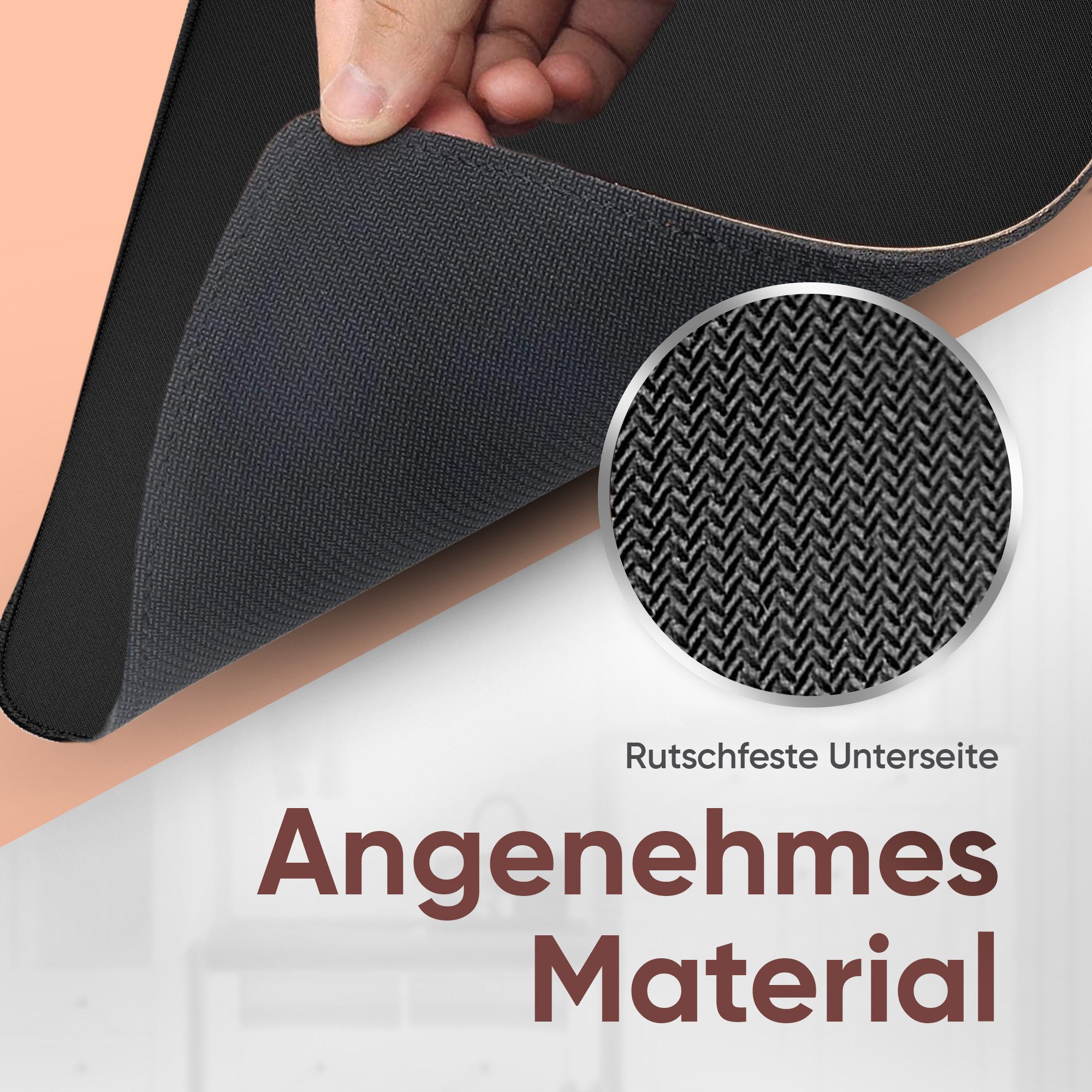 wortek Mauspad Gaming Mauspad in Neopren Schwarz, Gaming Mauspad in langlebigem Neopren