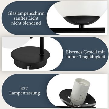 Nettlife Wandleuchte Innen Schwarz Moderne Glas Bettlampe E27 Wandbeleuchtung Nachtlampe, LED wechselbar, für Treppenhaus Wohnzimmer Schlafzimmer Flur Kinderzimmer