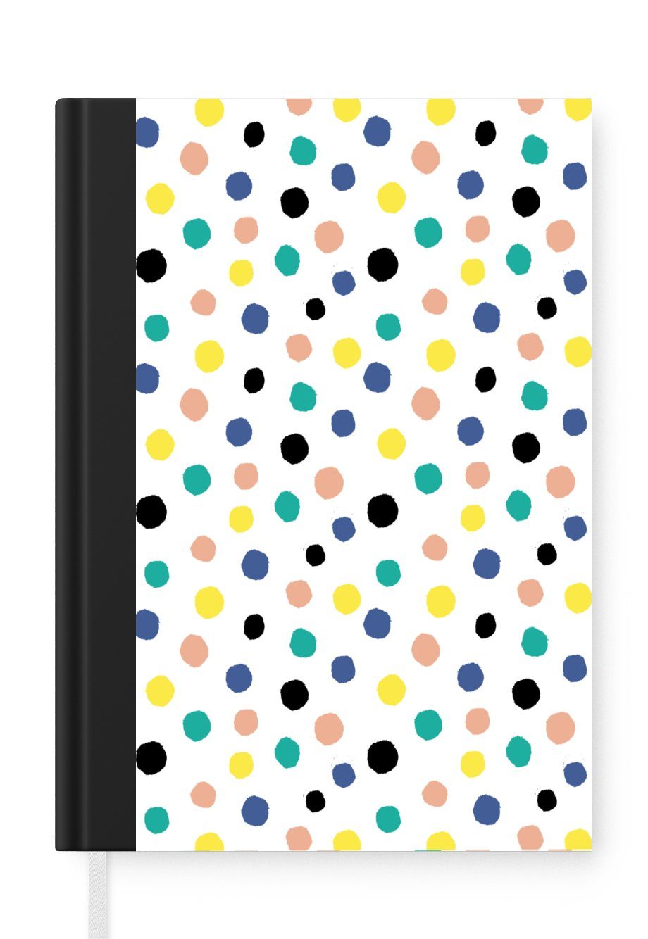 MuchoWow Notizbuch Polka dots - Muster - Gelb, Journal, Merkzettel, Tagebuch, Notizheft, A5, 98 Seiten, Haushaltsbuch