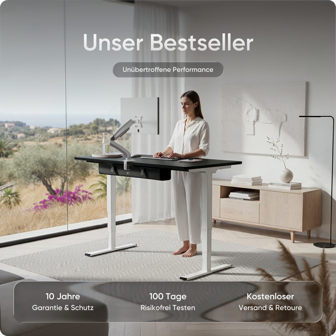 DESKSPACE Schreibtisch Pro Plus Höhenverstellbarer Elektrischer Schreibtisch (Komplettset mit Tischgestell und Tischplatte), mit Memory Funktion und Kollisionsschutz