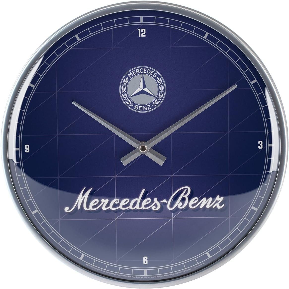 Nostalgic-Art Wanduhr Wanduhr - Mercedes-Benz - Silver & Blue