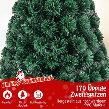 COSTWAY Künstlicher Weihnachtsbaum, 150cm, mit 170 Spitzen, 170 LEDs & Stern