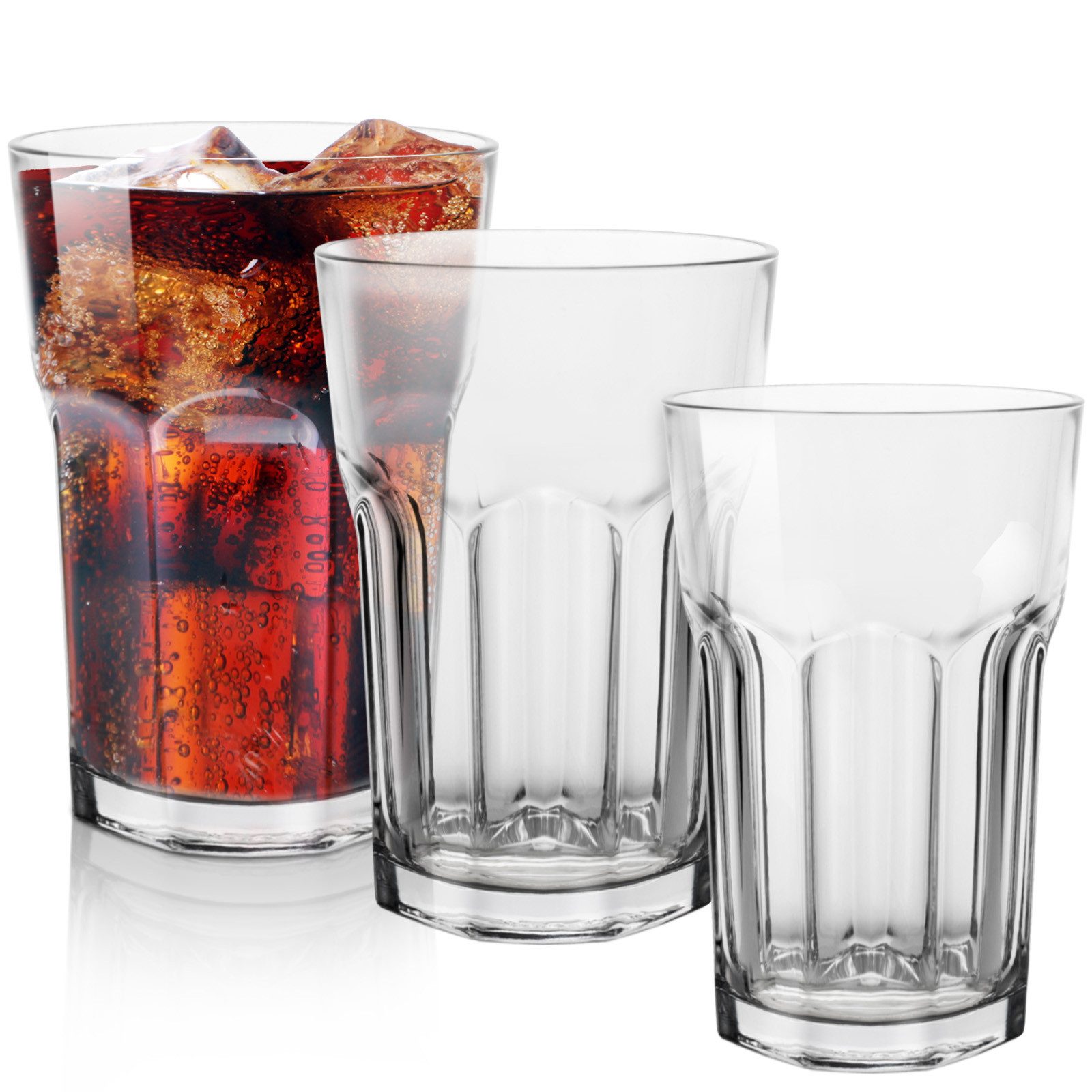 KONZEPT Gläser-Set Wassergläser Set 270/350/410 ml, Trinkgläser Set, Gläser Set Stapelbar, 12-tlg, 410 ml, Perfekt für Saft, Cocktails, Latte Macchiato