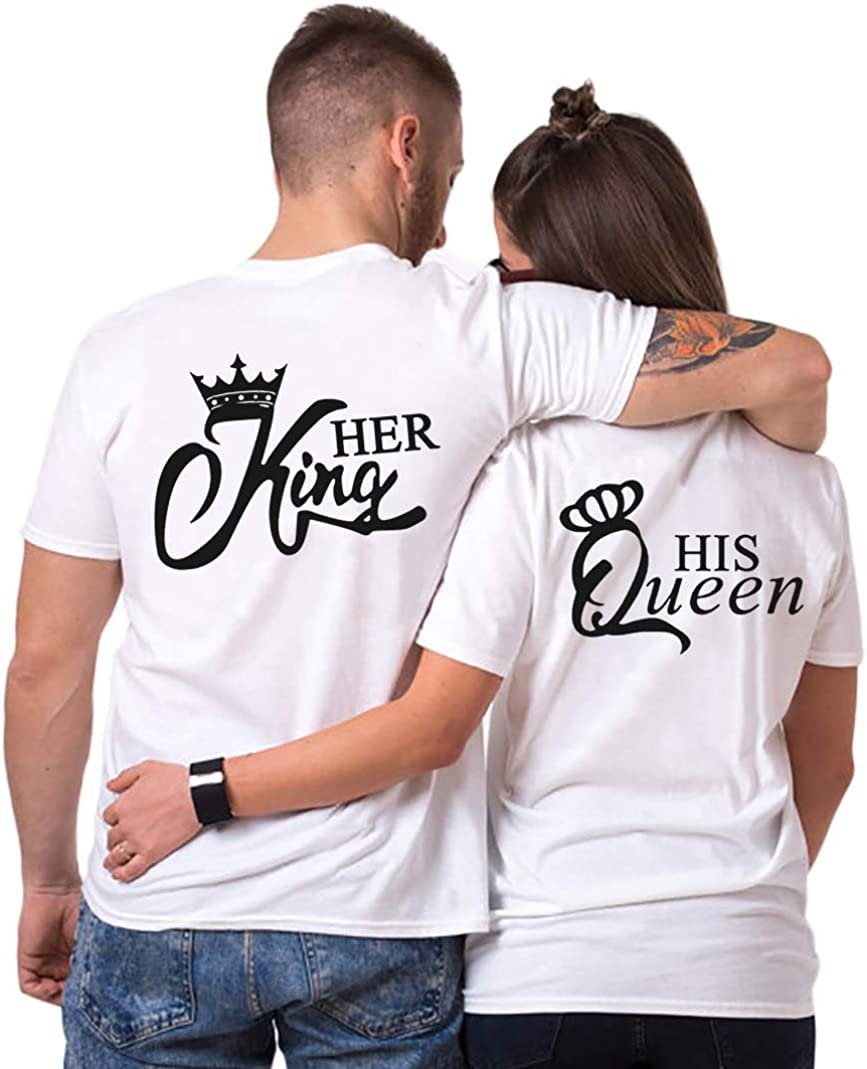 Couples Shop Print-Shirt Her King & His Queen Shirts für Paare mit modischem Print