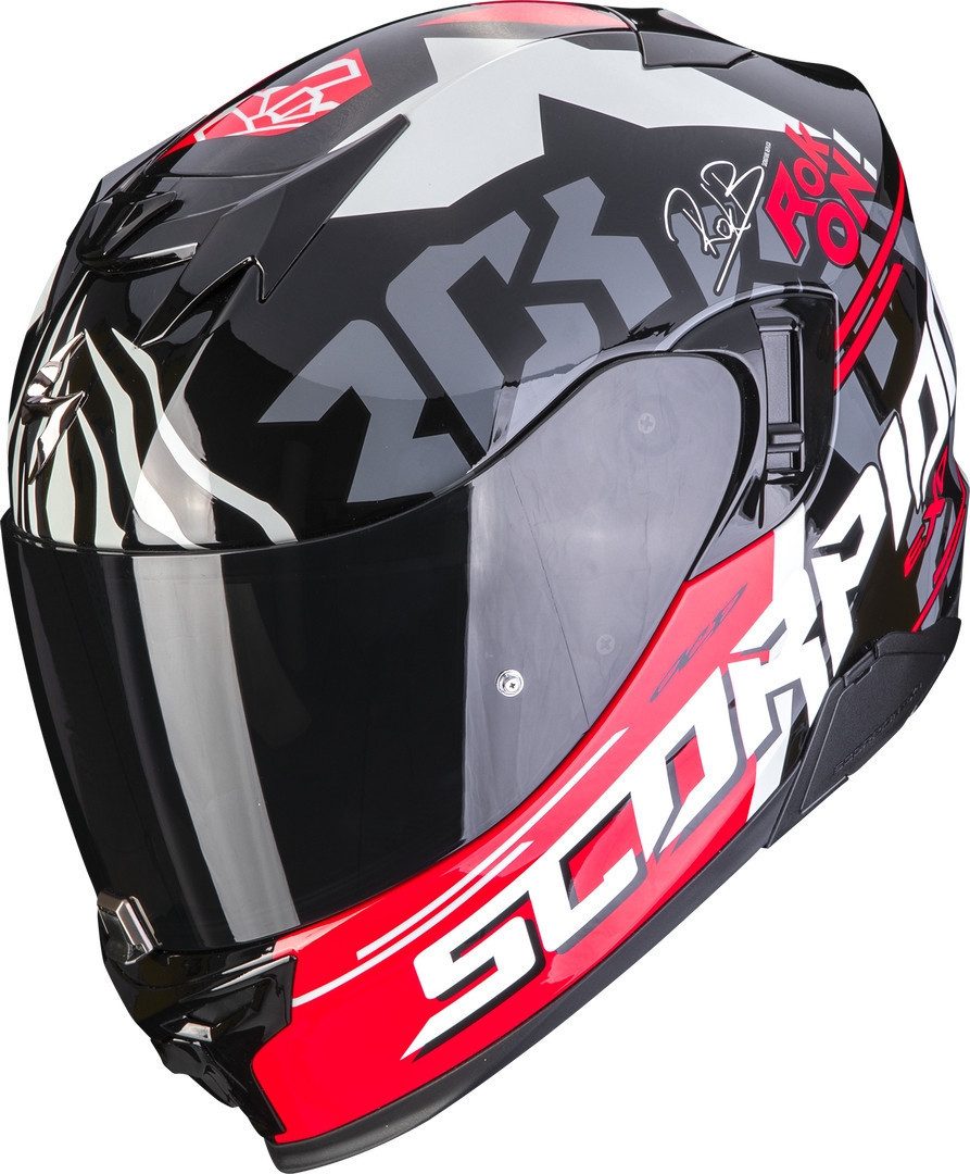 Scorpion Exo Motorradhelm EXO-520 Evo Air Rok Bagoros Helm, vorbereitet für Kommunikationssystem,integriertes Sonnenvisier