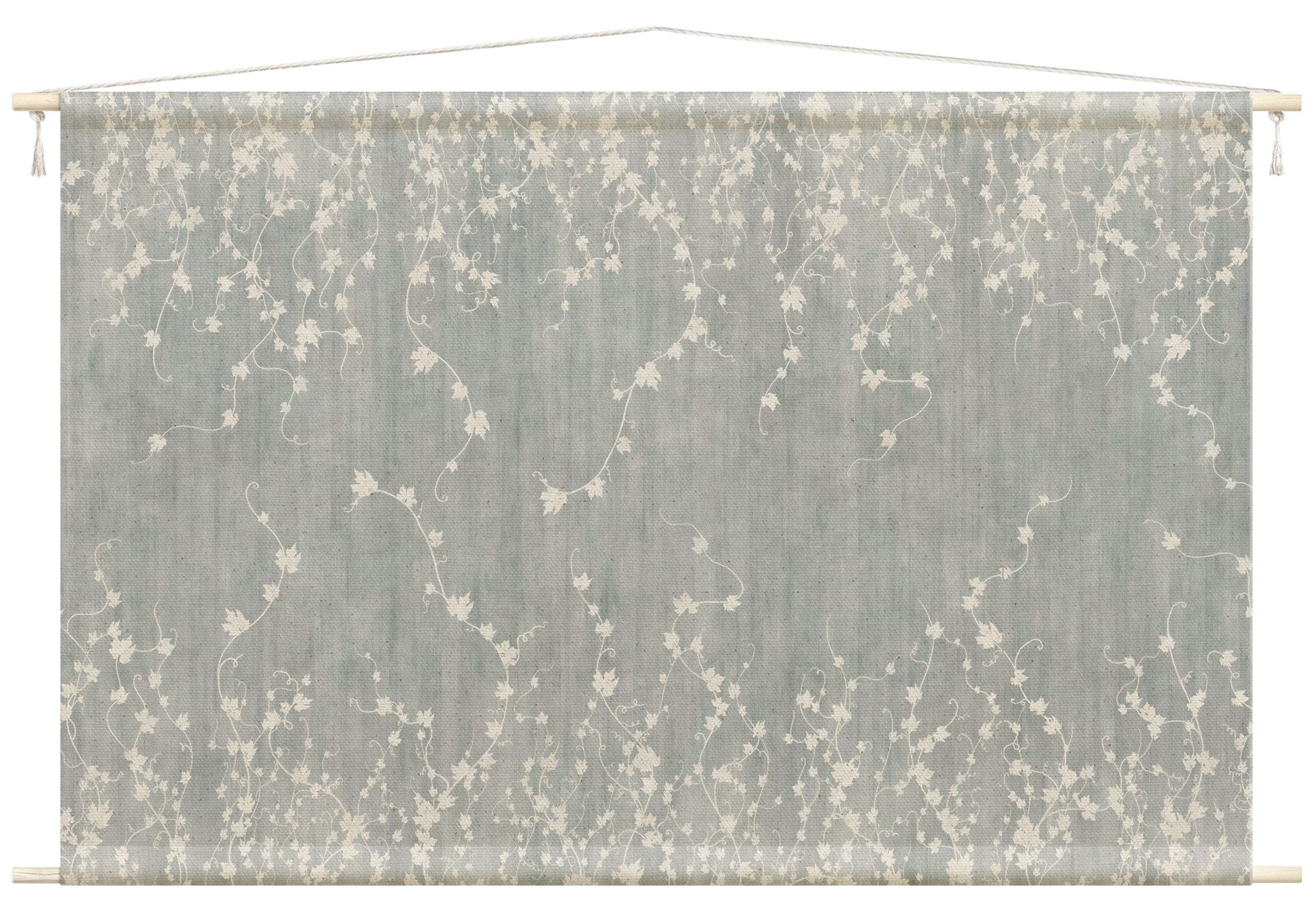 Bilderdepot24 Wandteppich modern Vintage Botanik grau, rechteckig, Höhe: 2.6 mm, großes Wandbild aus Natur-Baumwolle Wandbehang Stoffbild Tuch Wollseil