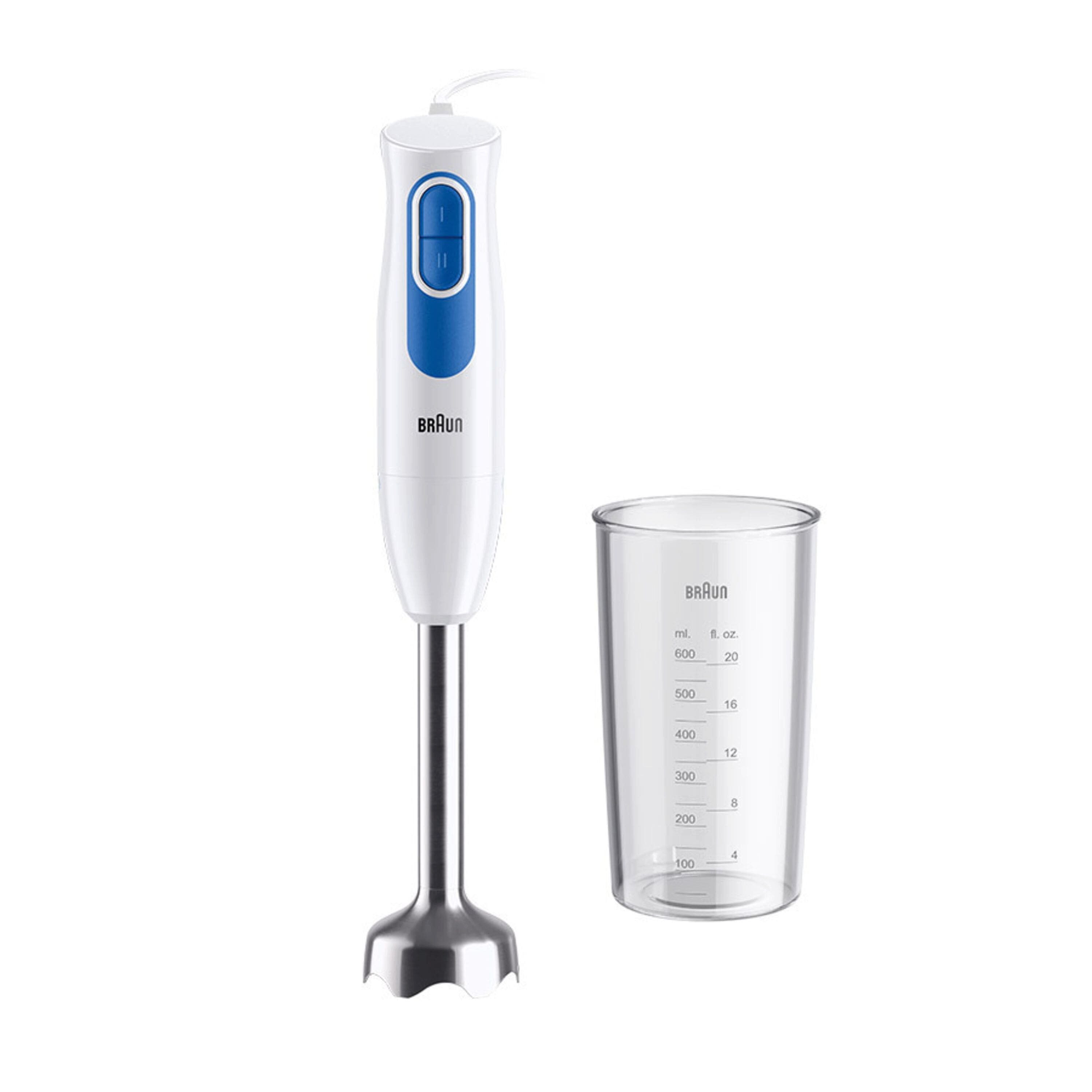 Braun Блендеры MultiQuick 2 MQ 20.001 M - 600 W, 2 Geschwindigkeiten, Edelstahl, 600 W, Leicht, Pürierstab, Миксер, Zubehör spülmaschinenfest, Babybrei