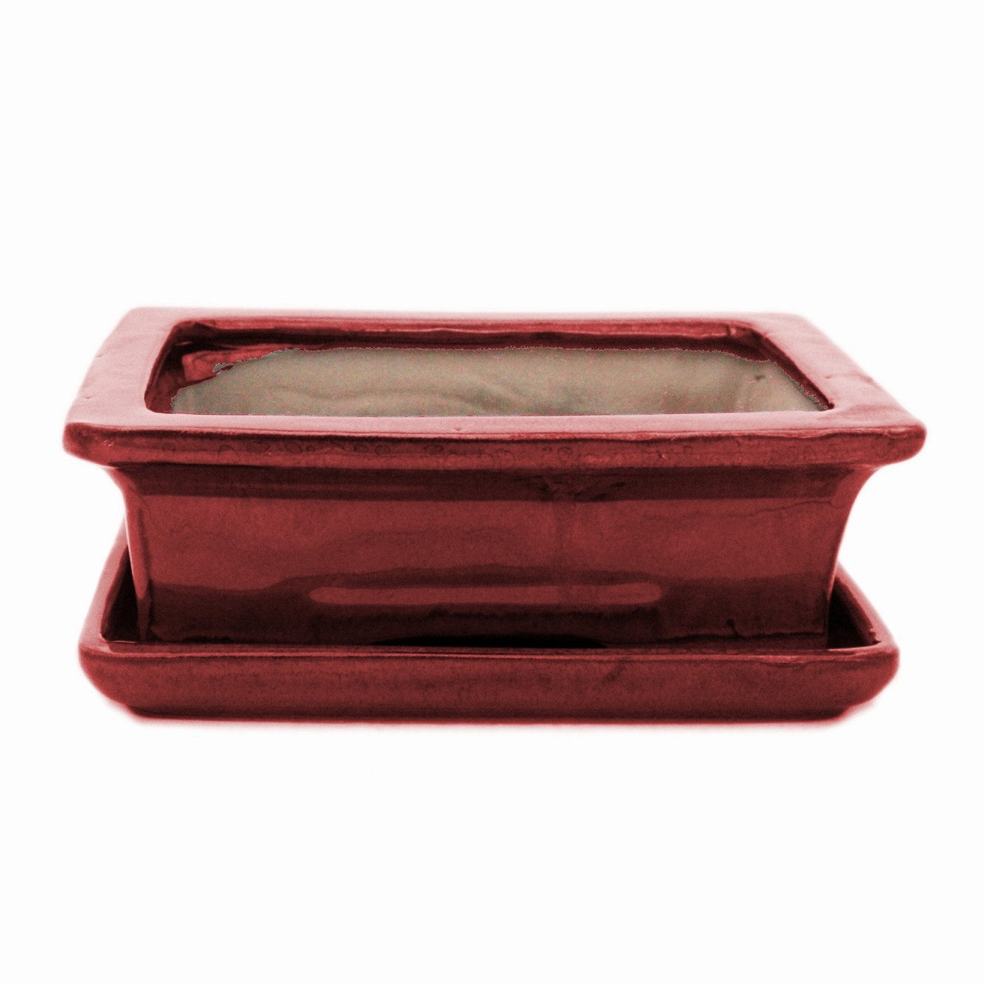 Exotenherz Pflanzschale Bonsai-Schale mit Unterteller Gr. 3 - Rot eckig - Modell G29 - L 18cm (1 St)