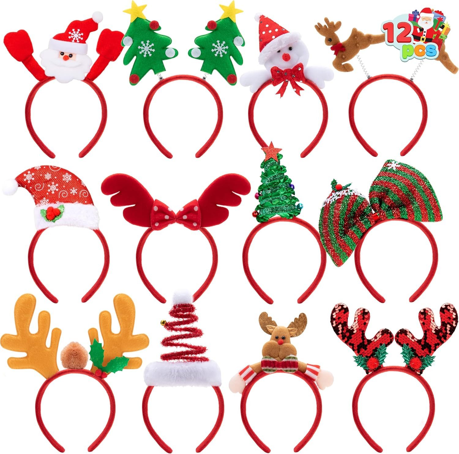 JOYIN Kostüm JOYIN Weihnachts Stirnbänder, 12 Stück verschiedene Designs