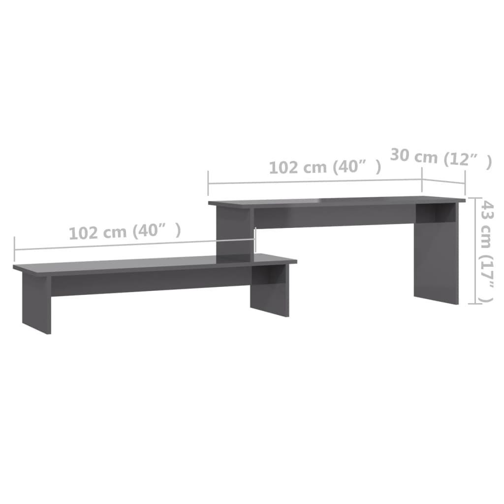 furnicato Holzwerkstoff Hochglanz-Grau cm TV-Schrank 180x30x43