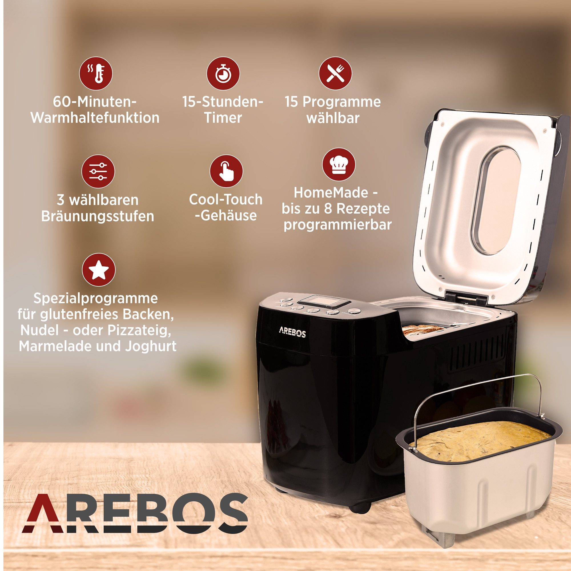 Arebos Brotbackautomat 1500g - Bild 3