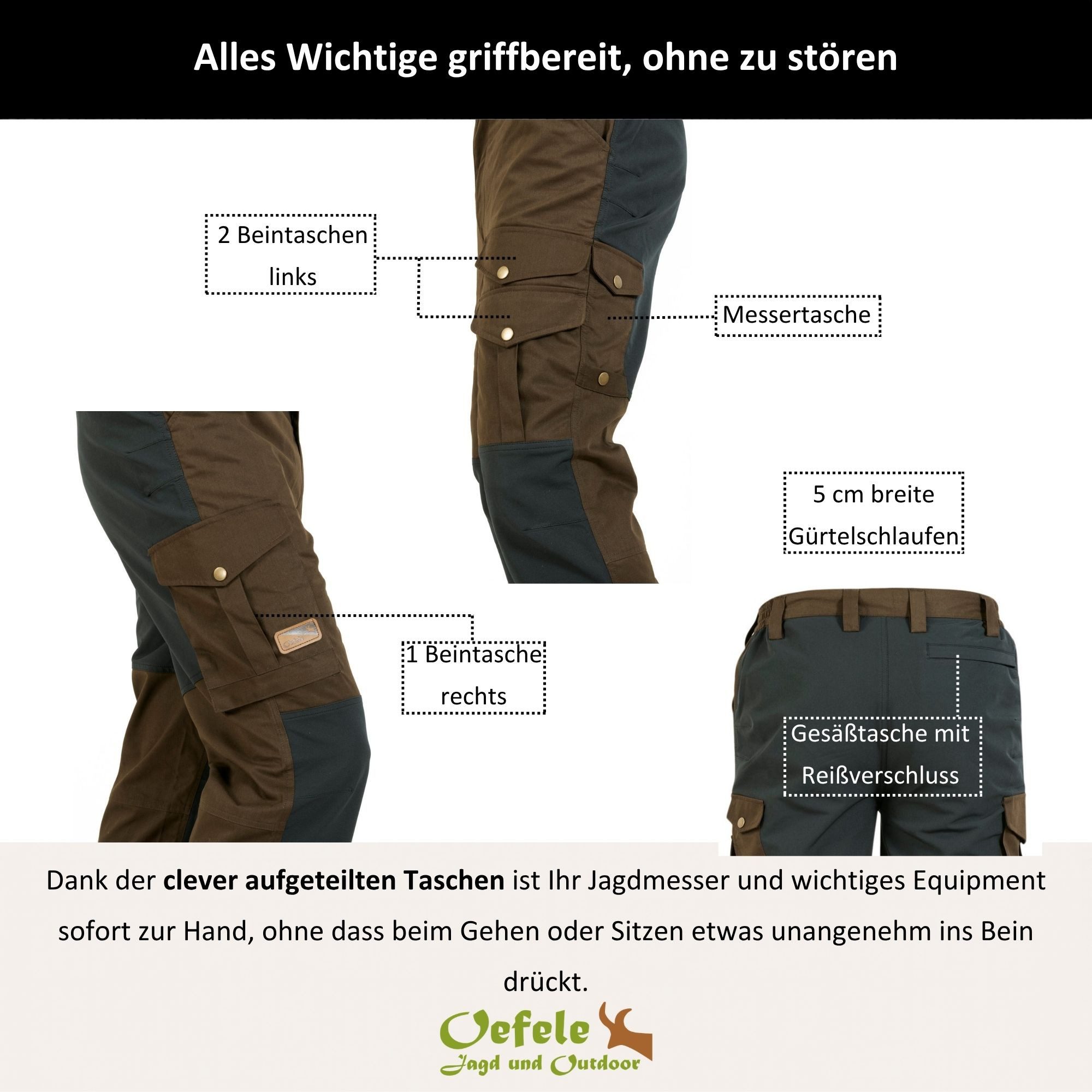 La Chasse® Outdoorhose Mücken- & Zeckenschutzhose "Kiruna" Stretch-Jagdhose Herren Jägerhose
