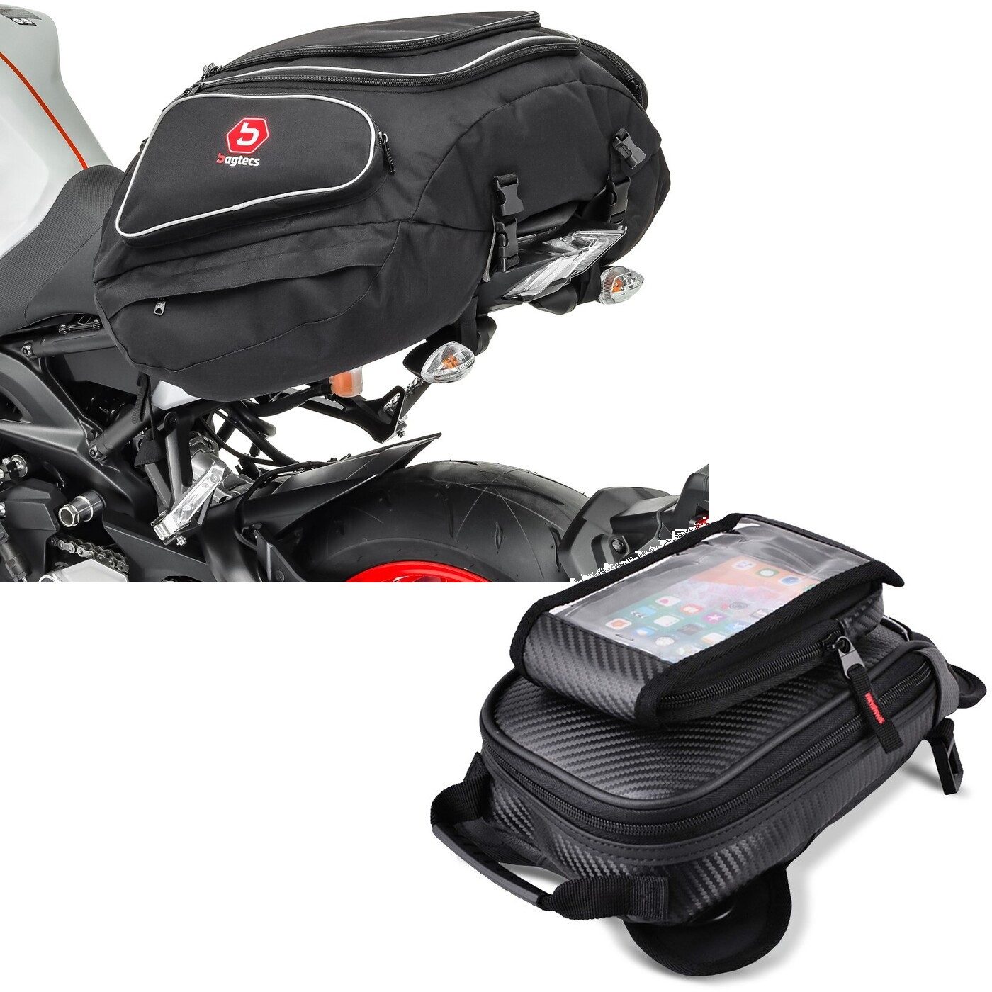 Bagtecs Reisetasche Set: Hecktasche X50 50Ltr + Tankrucksack PP11 Tanktasche Magnet