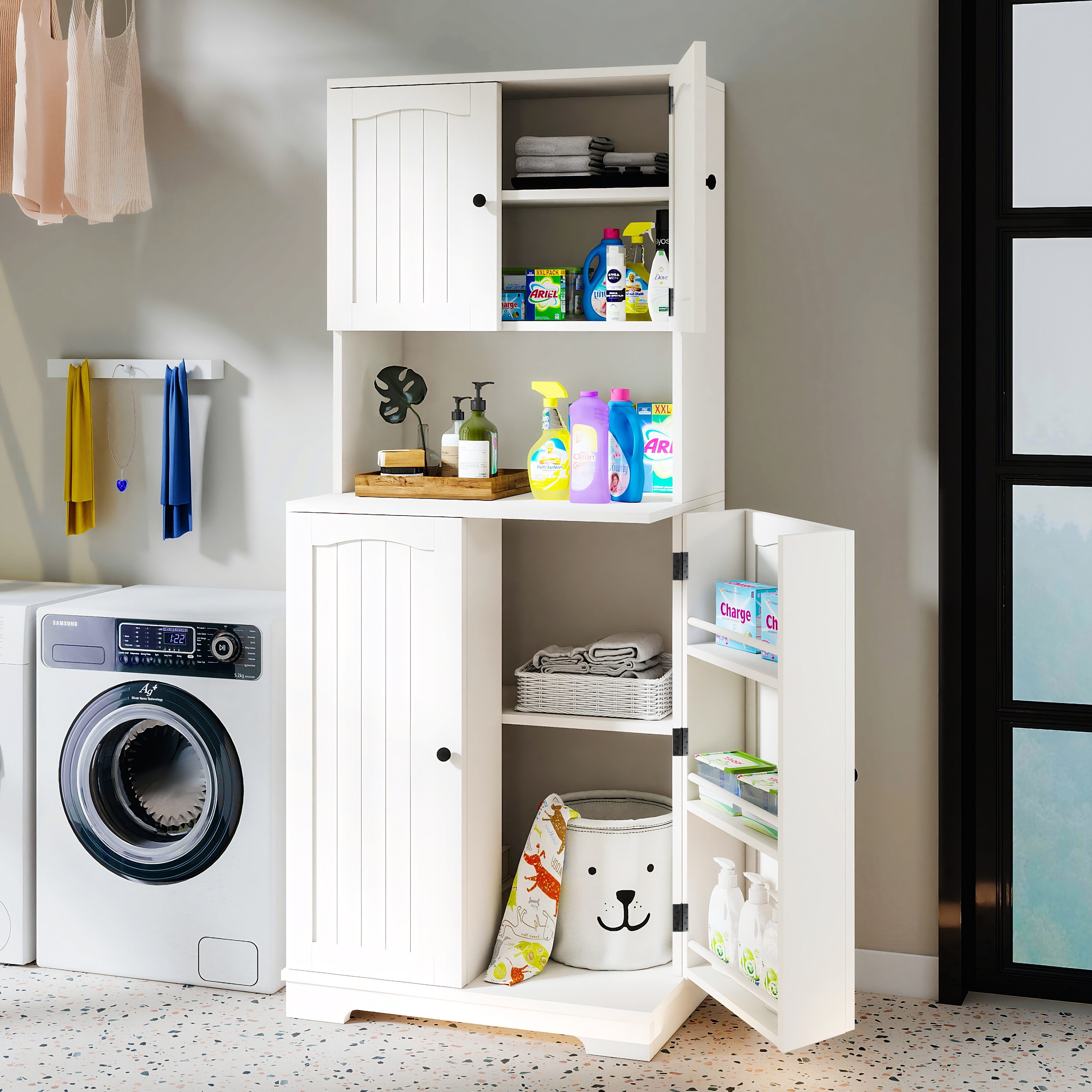 oyajia Sideboard Modernes Küchenschrank, mit 6 Türablagen (Anrichte und Aufbewahrungsschrank mit verstellbaren Regalen)