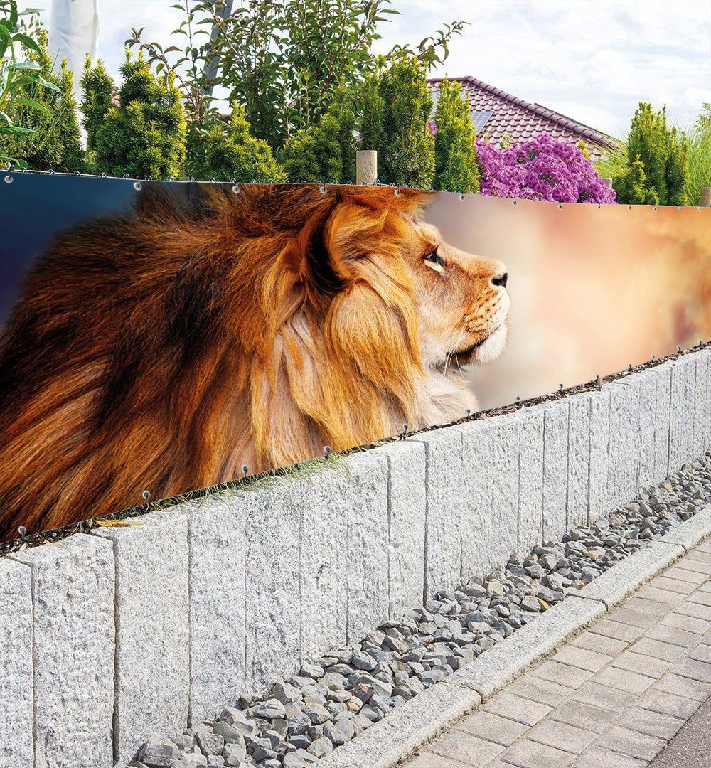 Thumbnail - MyMaxxi Sichtschutzzaunmatten Zaunbanner Löwe rot blau Sichtschutz Garten Zaun, (Bambus grün)