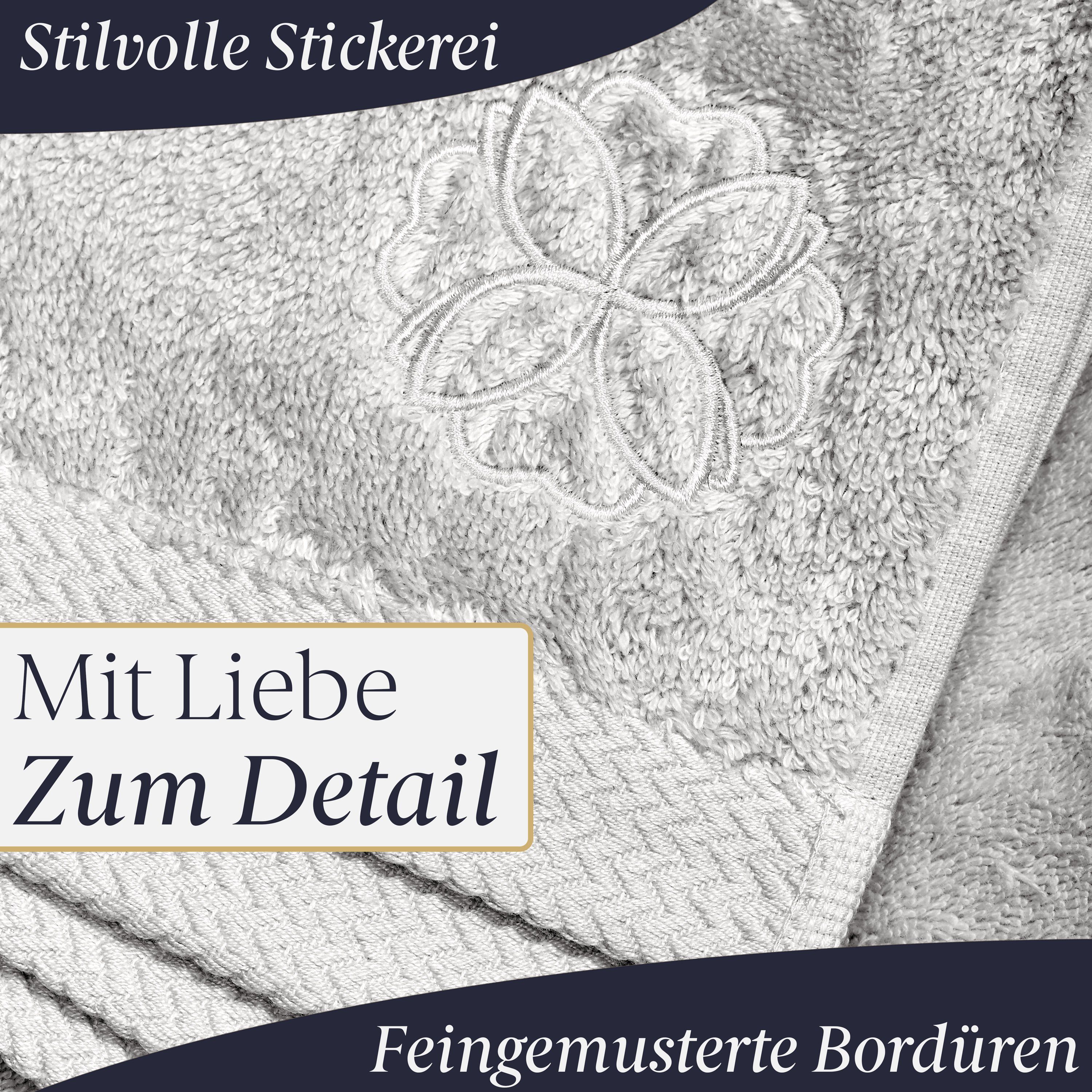 Premium hellgrau Handtücher Baumwolle, feinster g/ m² - mit Liebenstein (2-St), und weich 550 Duschhandtuch 70x140 saugstark außergewöhnlich cm aus