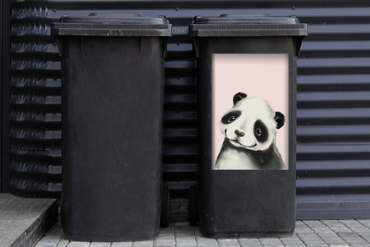 MuchoWow Wandsticker Container, Mülltonne, Mülleimer-aufkleber, Rosa Abfalbehälter Kinder - Sticker, - St), Panda (1