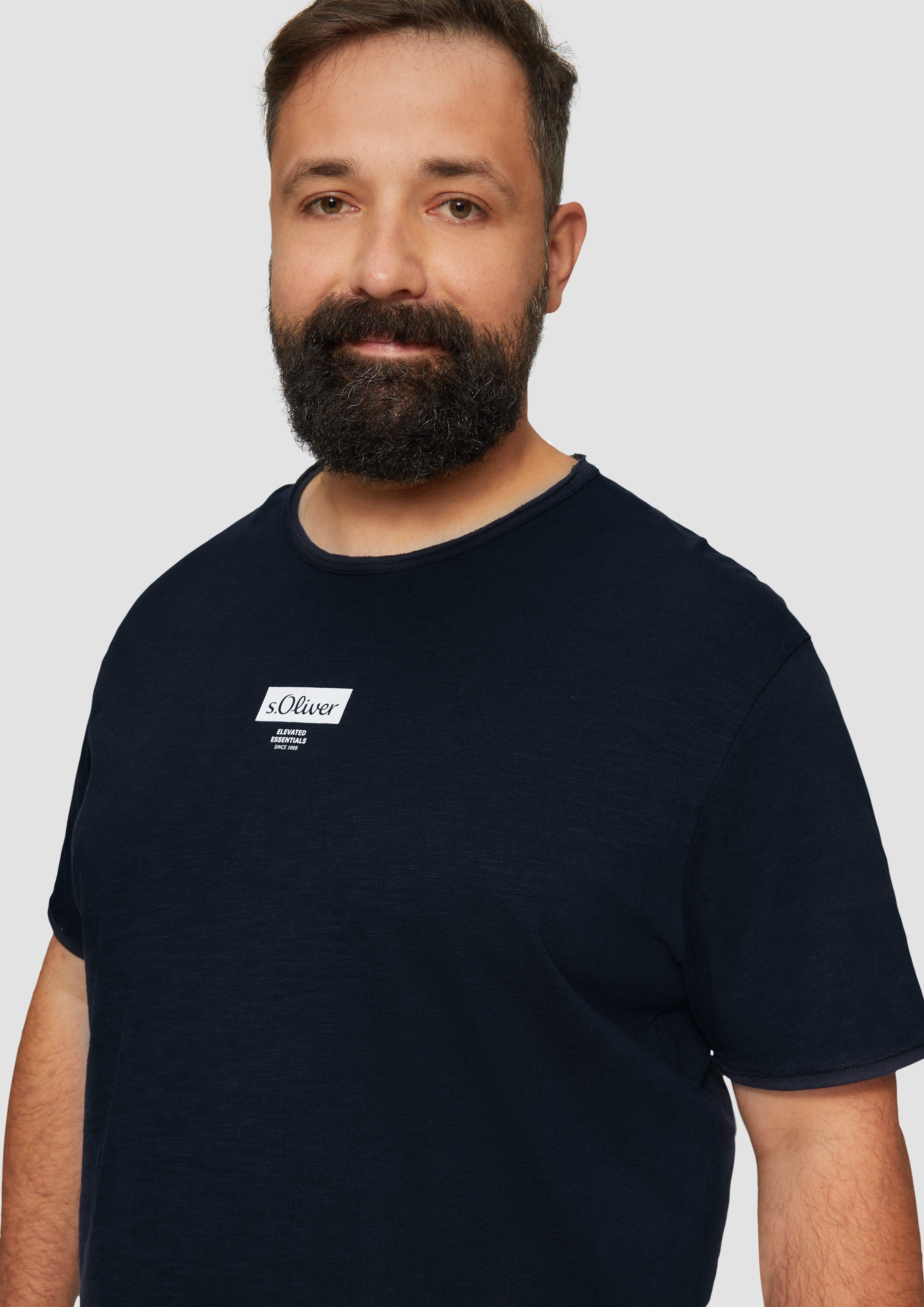 s.Oliver Kurzarmshirt T-Shirt mit Flammgarnstruktur Artwork günstig online kaufen