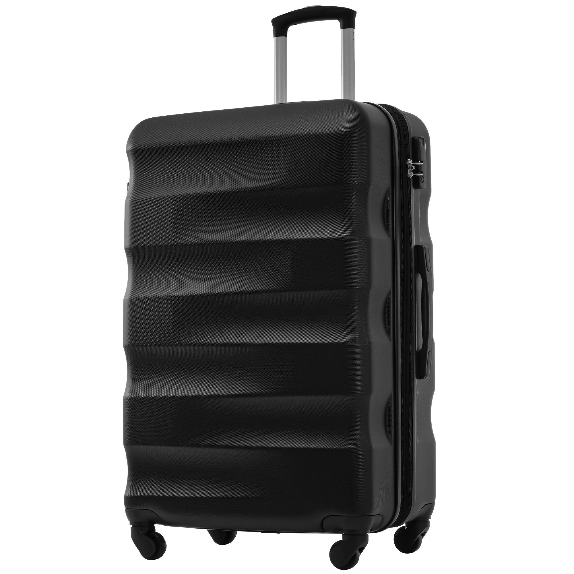 BlingBin Koffer Hartschalen-Koffer Rollkoffer, 4 Rollen, mit Volumenerweiterung, TSA Zollschloss, 79*50*30.5 schwarz