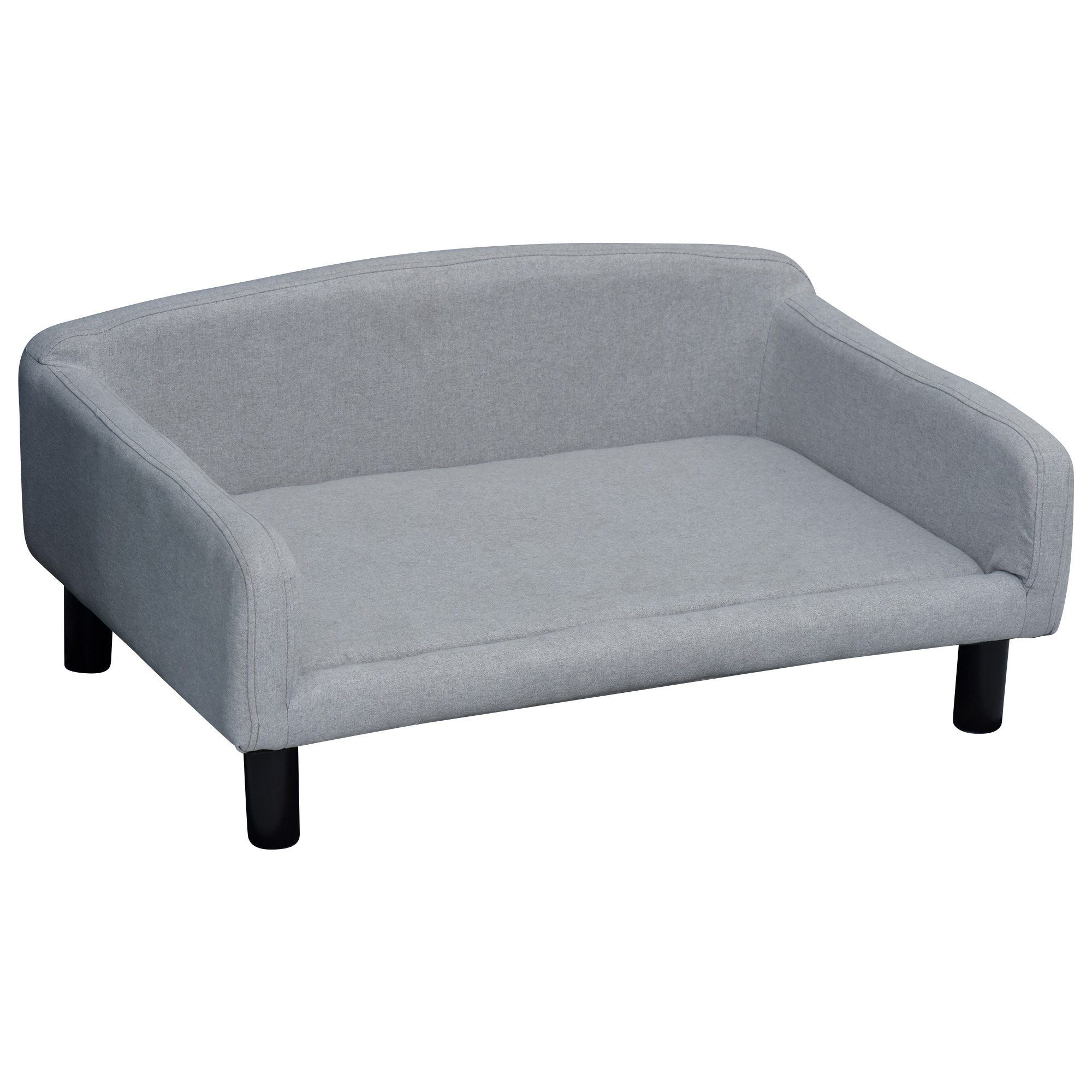 PawHut Tierbett Hundesofa mit Weichem Bezug, Polyester, Hellgrau 82 x 54 x 36 cm